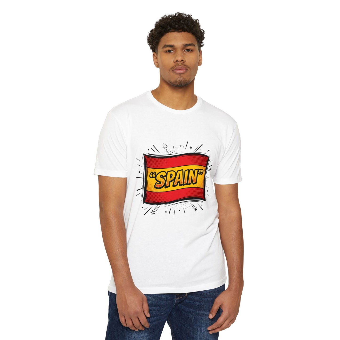 Spain Retro Comic Flag T-Shirt — 'SPAIN' Graphic Tee