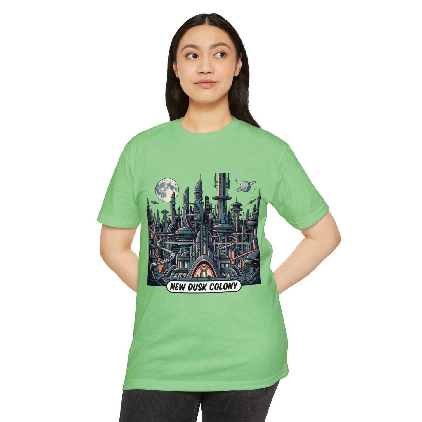 Retro Futuristic Cityscape T-Shirt — New Dusk Colony Tee