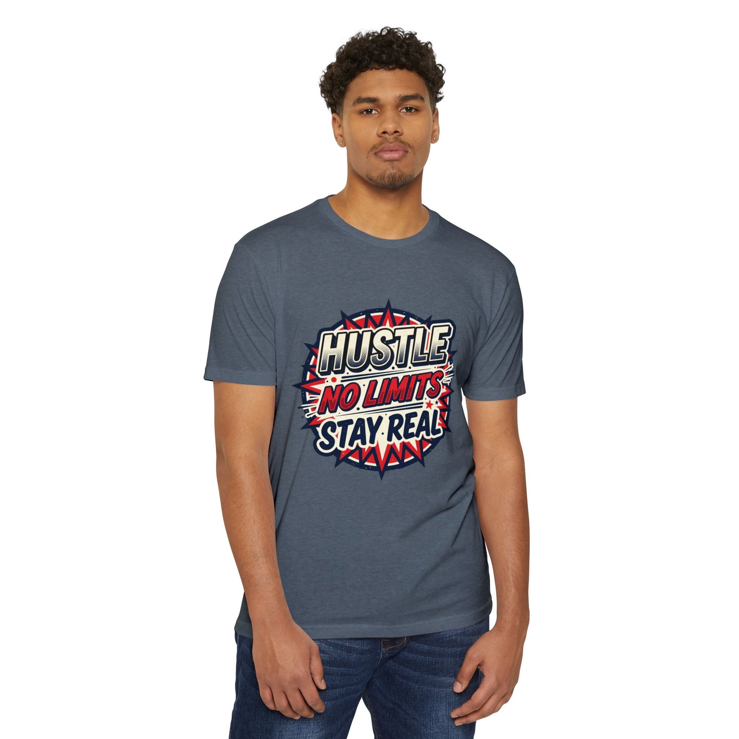 Hustle No Limits Stay Real Graphic T-Shirt