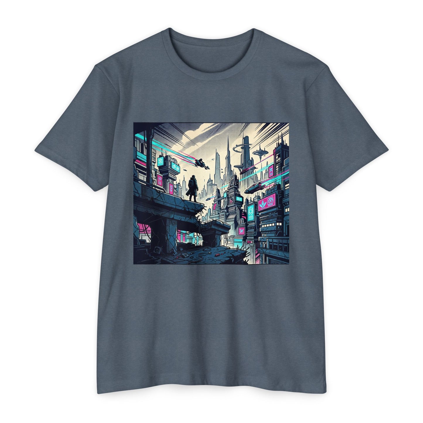 Cyberpunk Cityscape T-Shirt — Neon Futuristic Streetwear