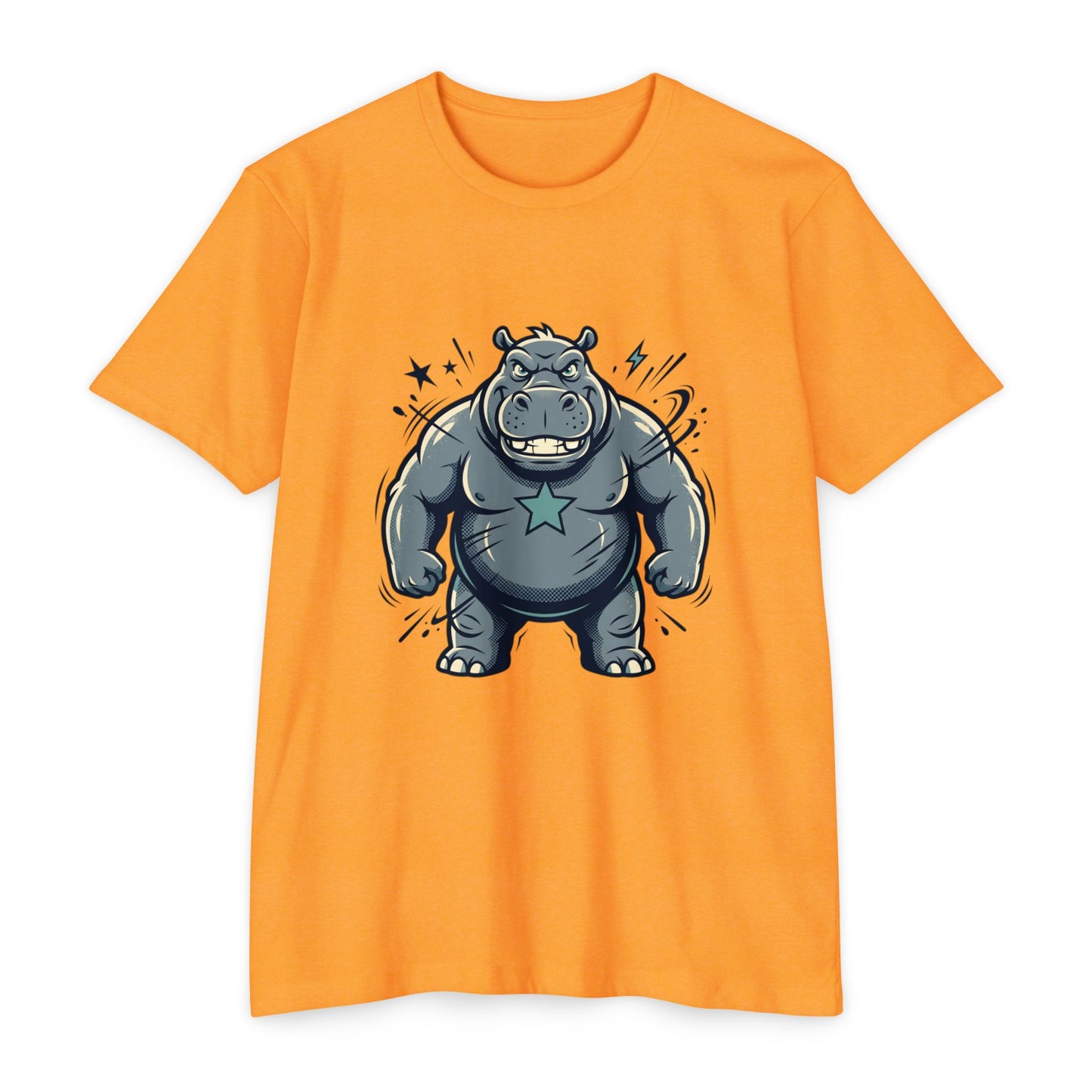 Camiseta Gráfica Hipopótamo Poderoso — Camiseta com Ilustração Fofa de Hipopótamo Forte