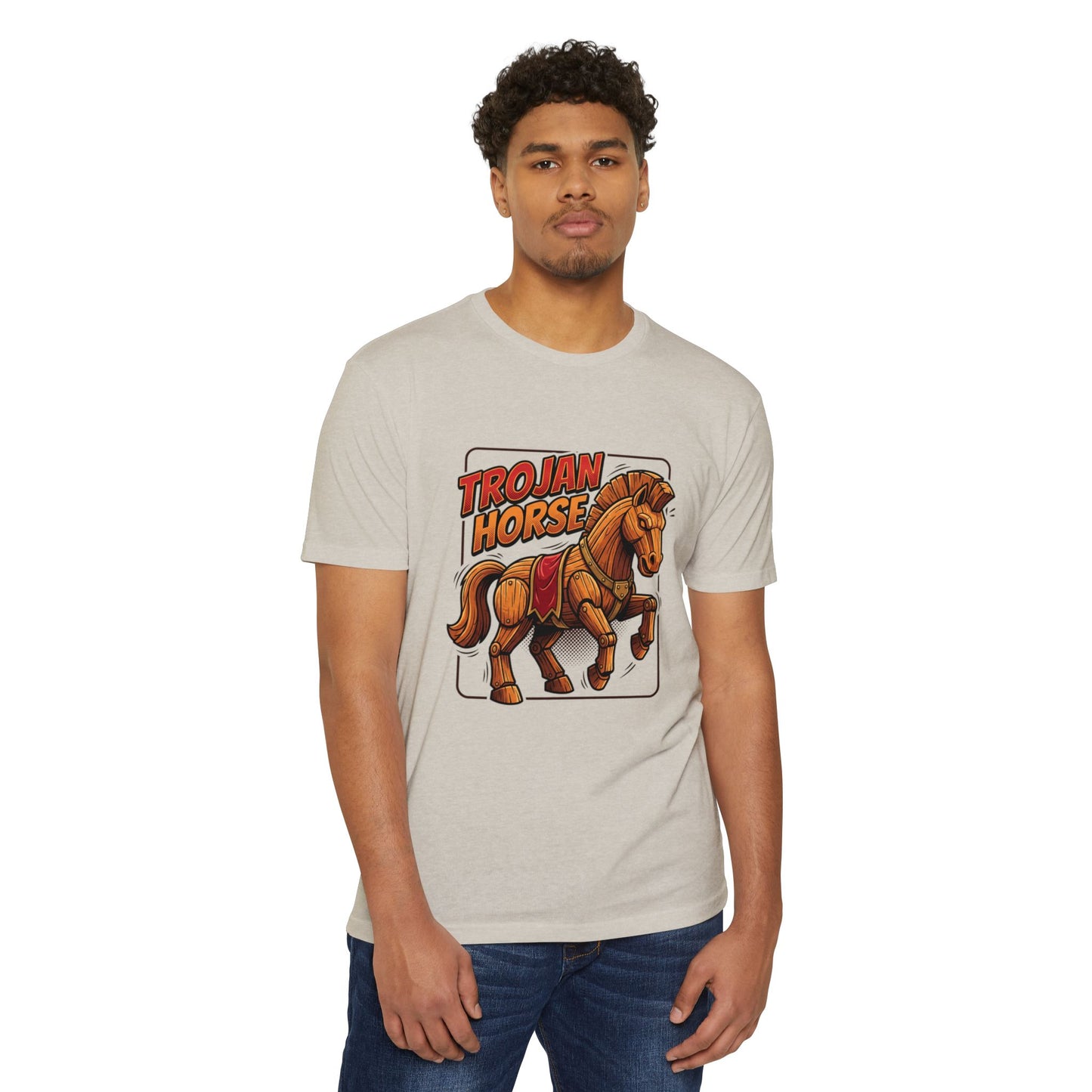 Trojan Horse Graphic Tee - Vintage Wooden Horse Illustration T-Shirt