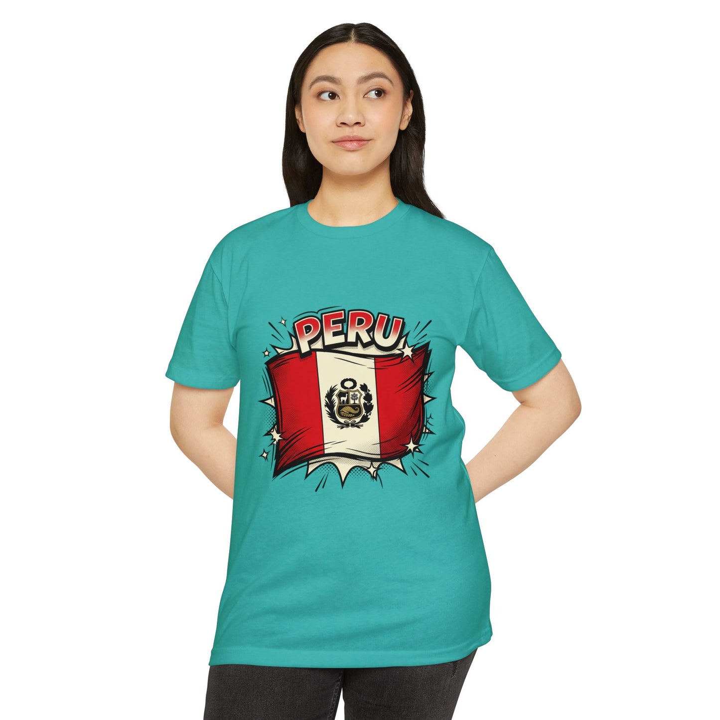 Peru Flag Retro Crest T-Shirt