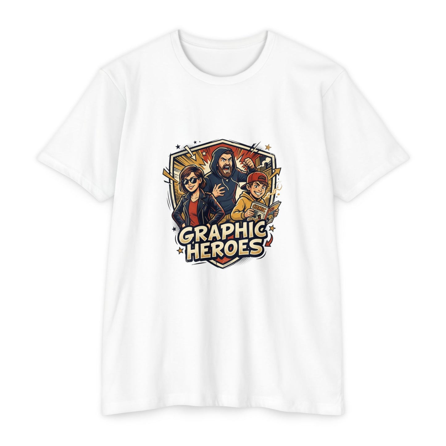 Retro Comic Heroes T-Shirt — Graphic Crew Tee