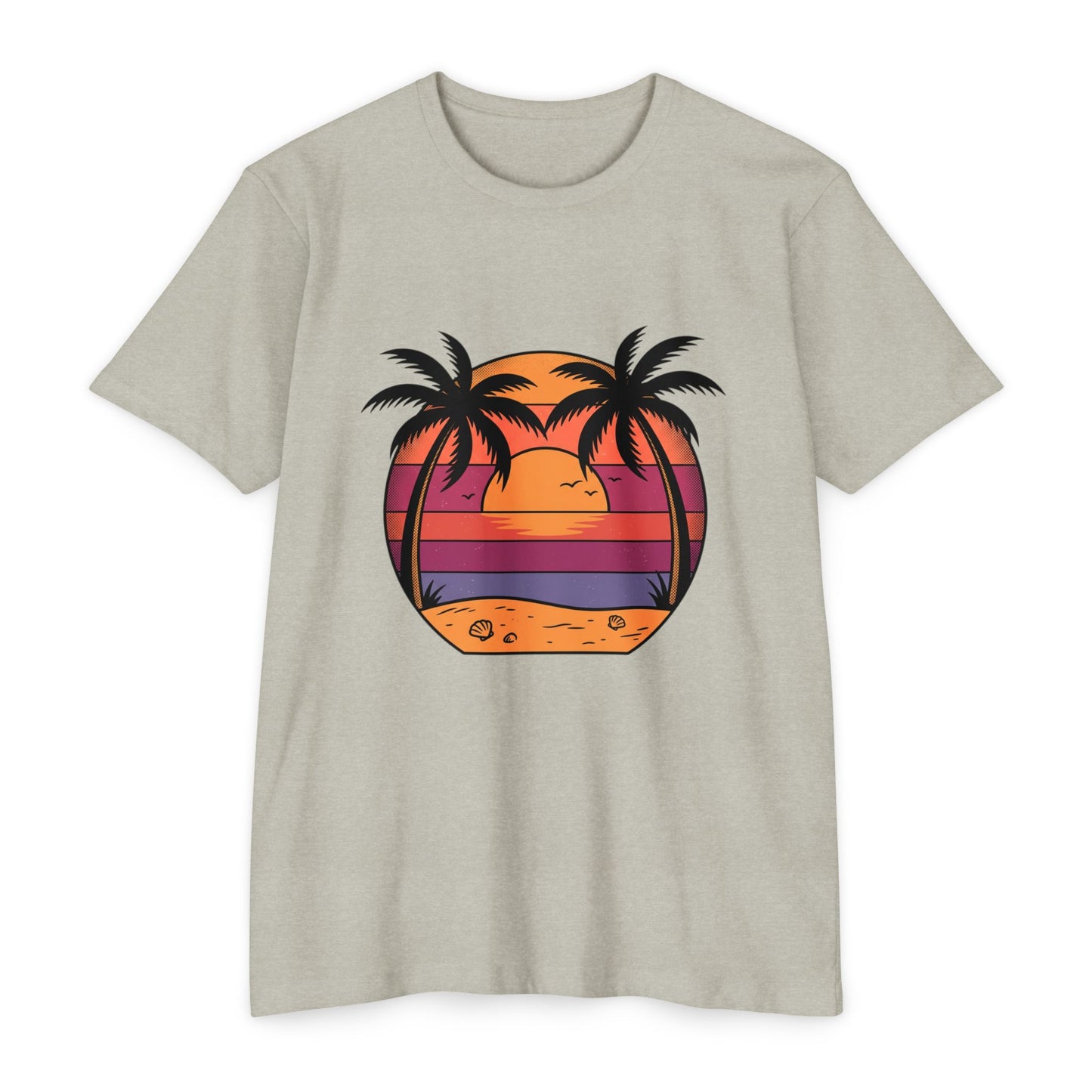 Sunset Palm Beach T-Shirt — Retro Tropical Sunset Graphic
