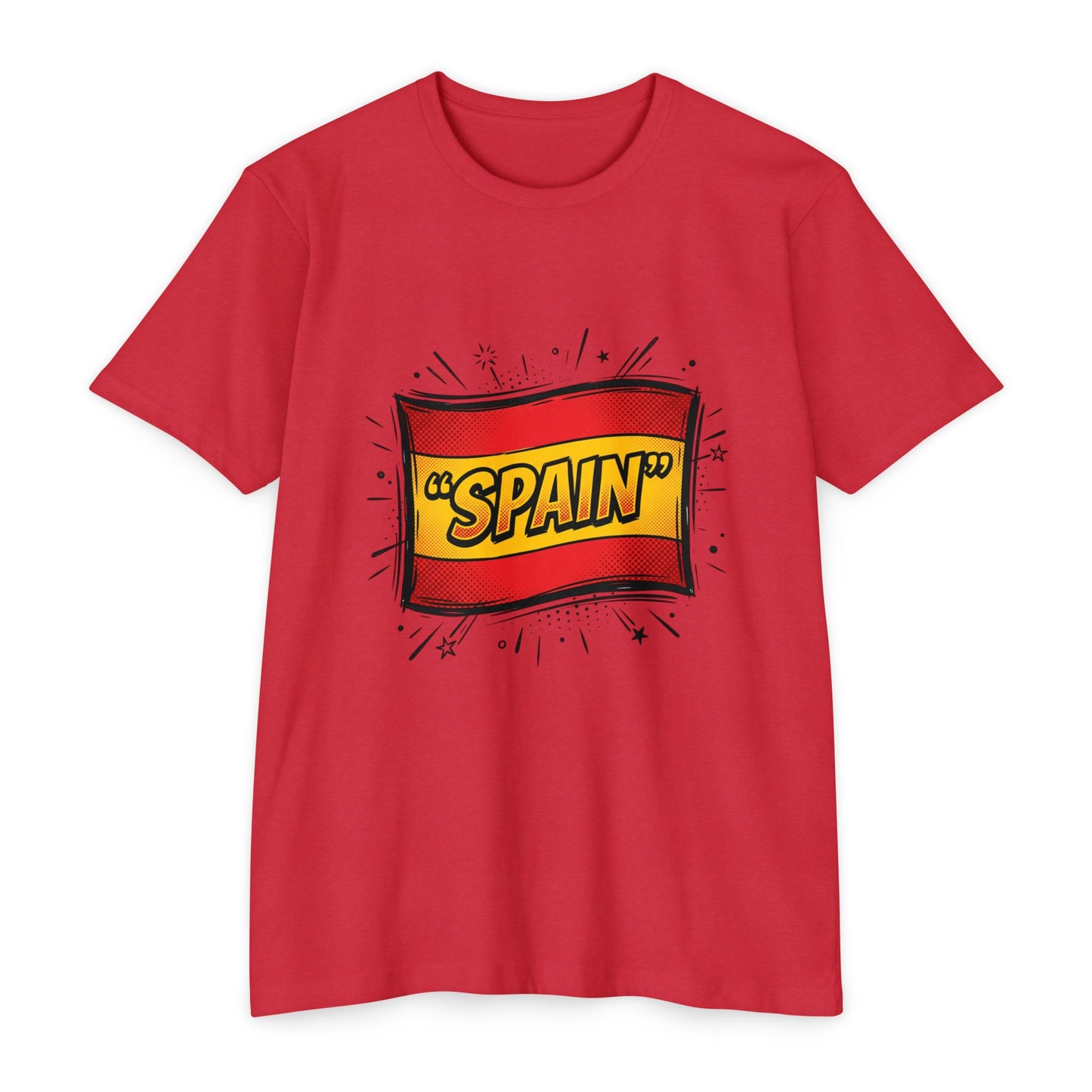 Spain Retro Comic Flag T-Shirt — 'SPAIN' Graphic Tee