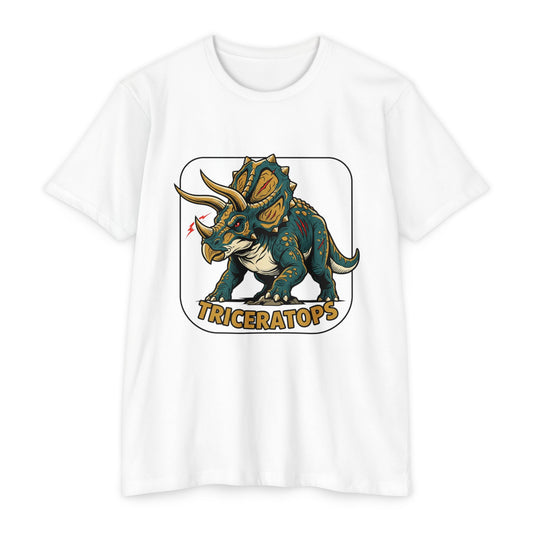 Camiseta gráfica de Triceratops — Camiseta retro de dinosaurio para niños y adultos