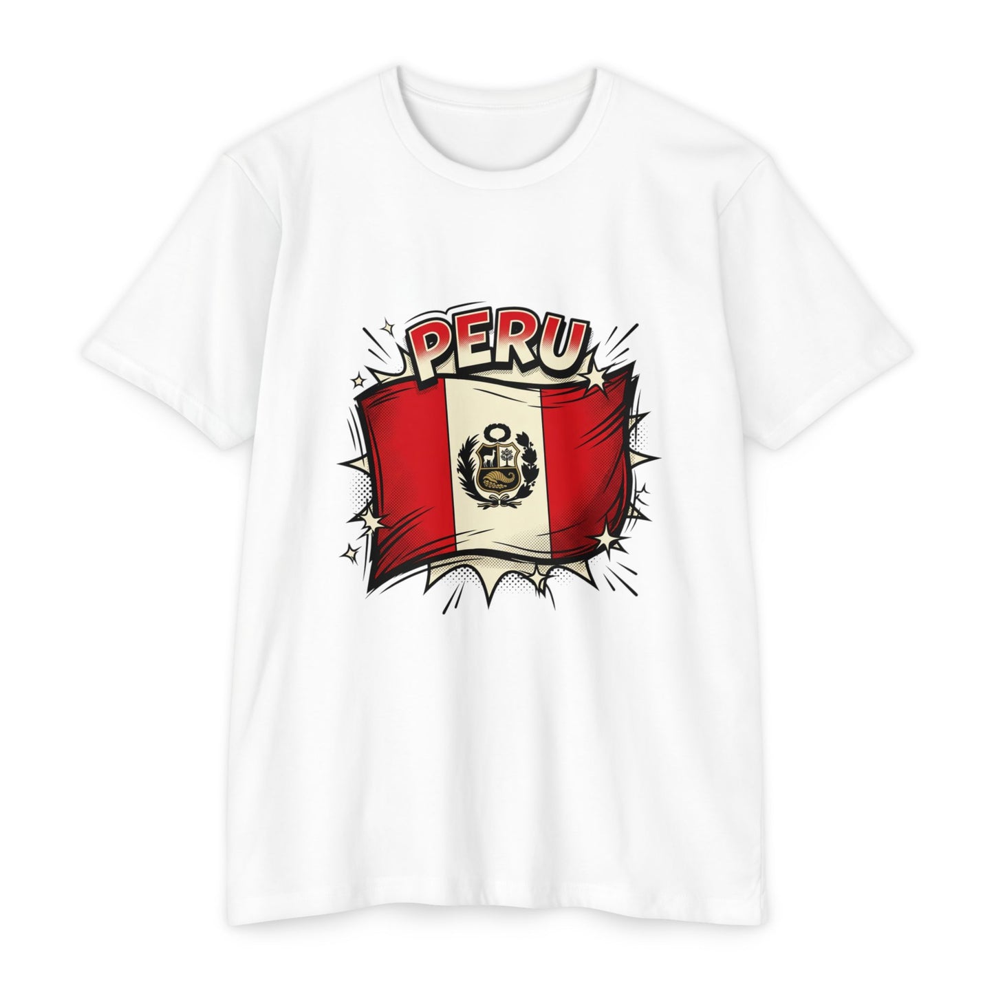 Peru Flag Retro Crest T-Shirt