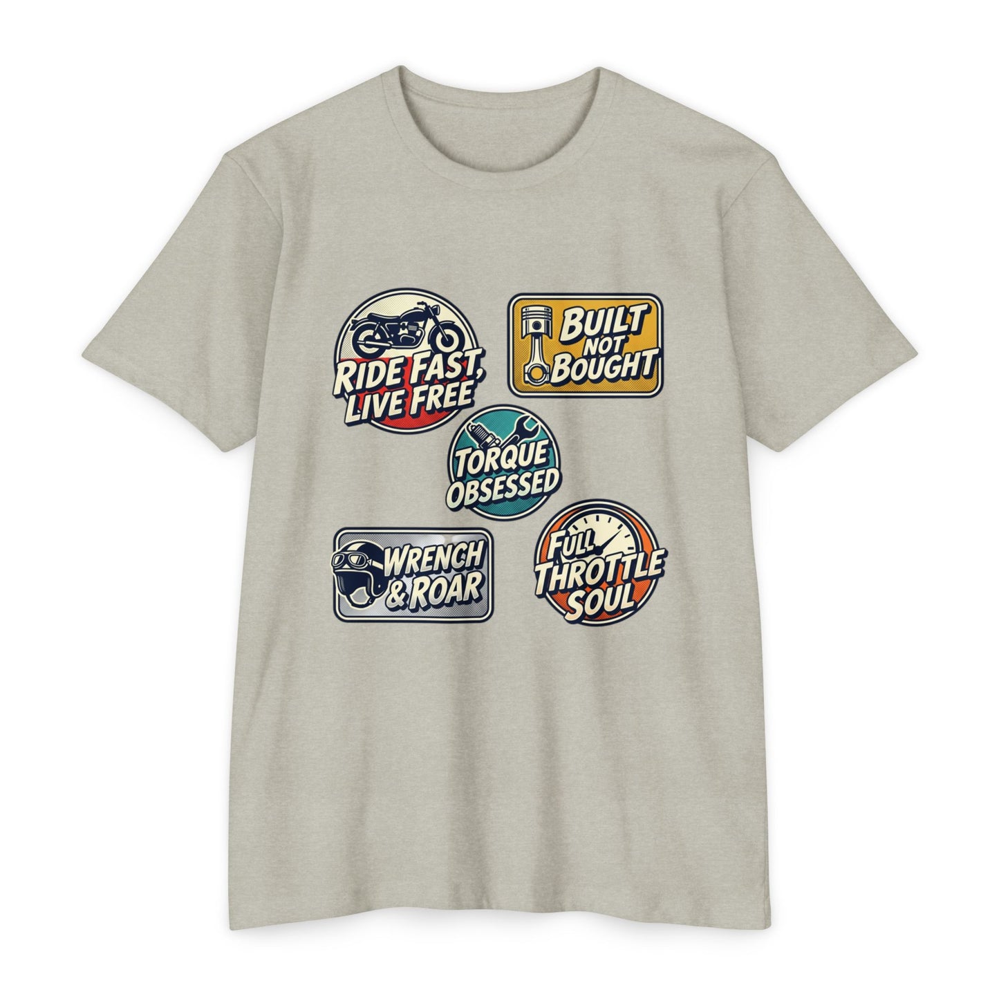 Built Not Bought Vintage Motorcycle Badge T-Shirt