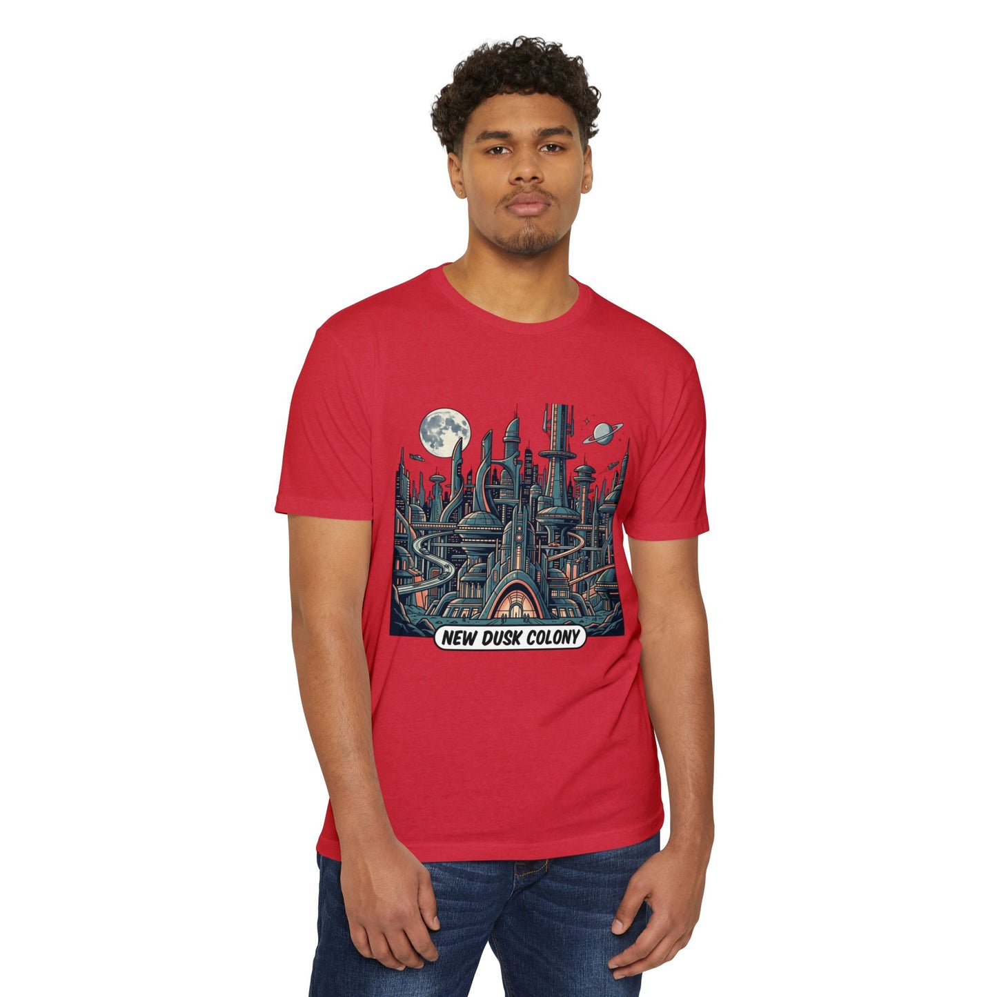 Retro Futuristic Cityscape T-Shirt — New Dusk Colony Tee