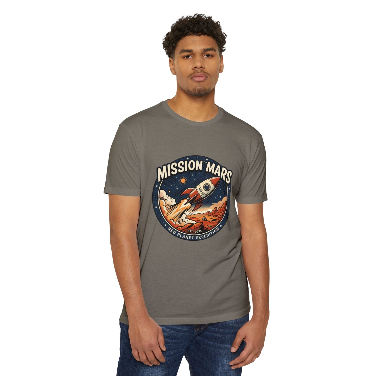 Mission Mars Rocket T‑Shirt — Retro Red Planet Expedition Tee