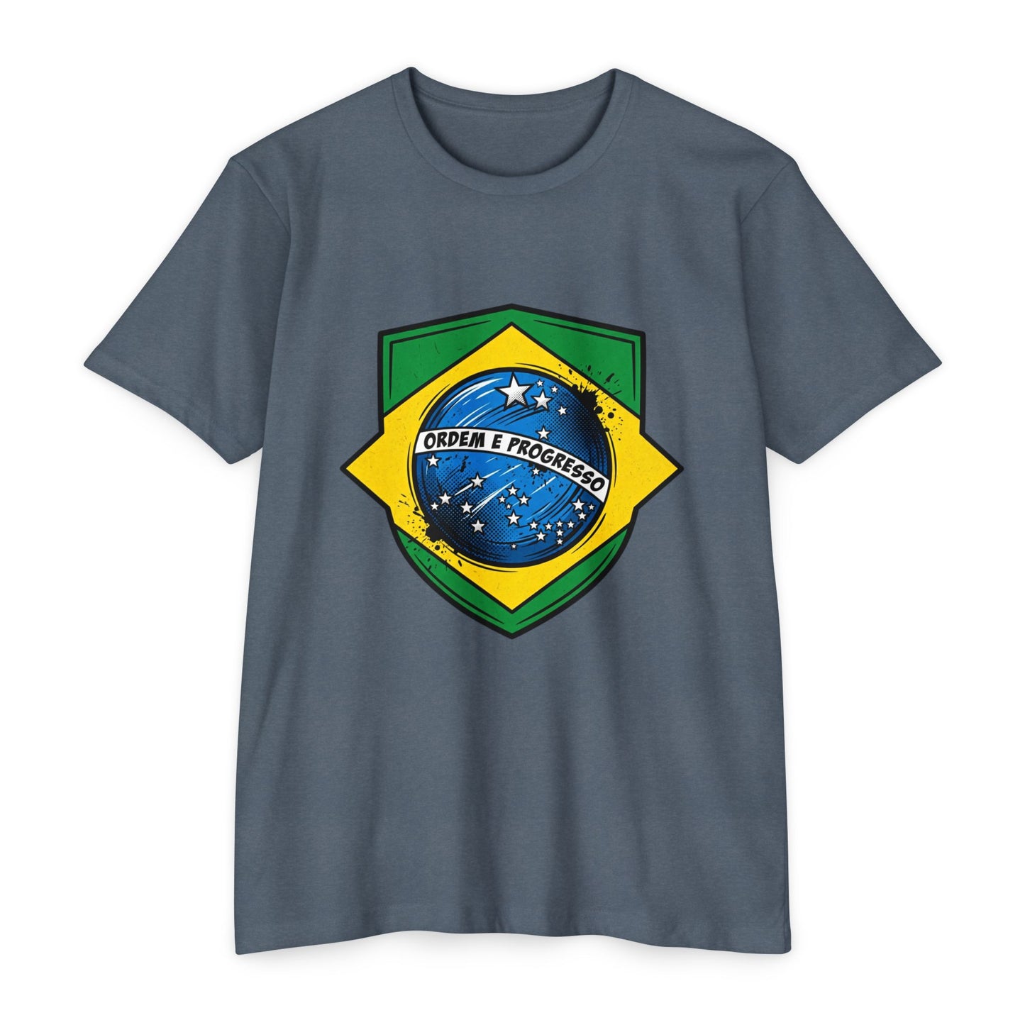 Brazil Flag Crest T-Shirt — Brazilian Soccer/Patriot Pride Tee