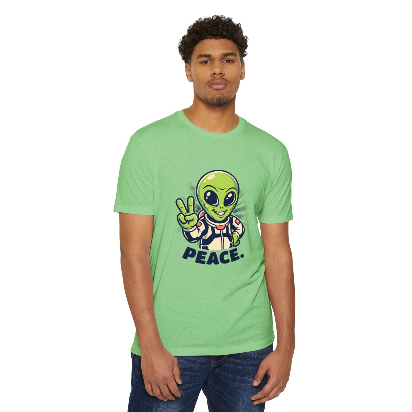 Alien Peace T-Shirt — Cute Green Astronaut Giving Peace Sign