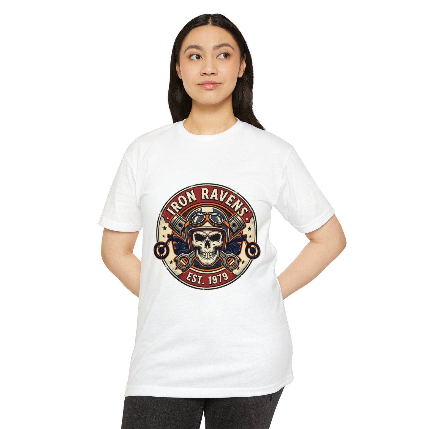 Iron Ravens Skull Motorcycle T-Shirt — Vintage Biker Graphic Tee (Est. 1979)
