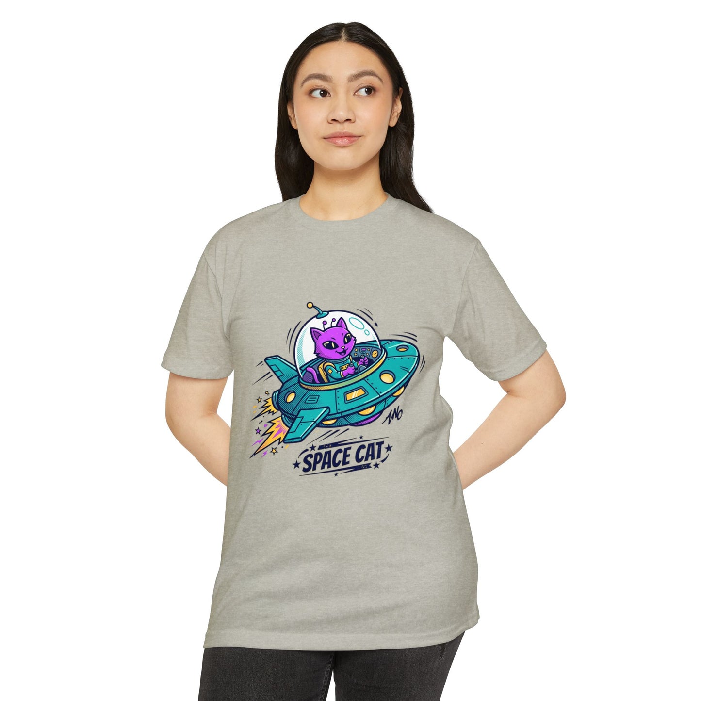 Retro Space Cat T-Shirt — UFO Graphic Tee