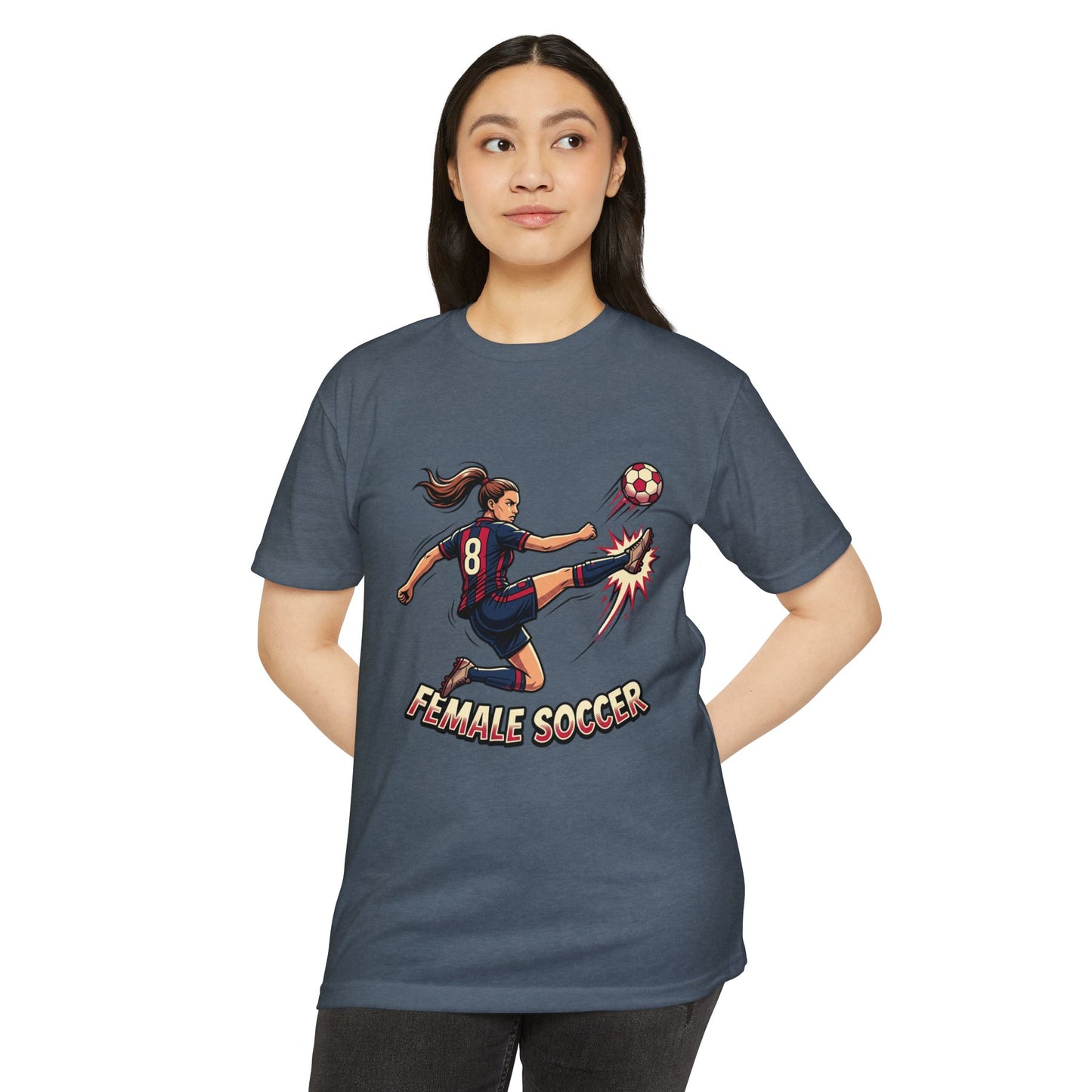 Female Soccer Player Graphic T-Shirt – Women’s Soccer Tee
