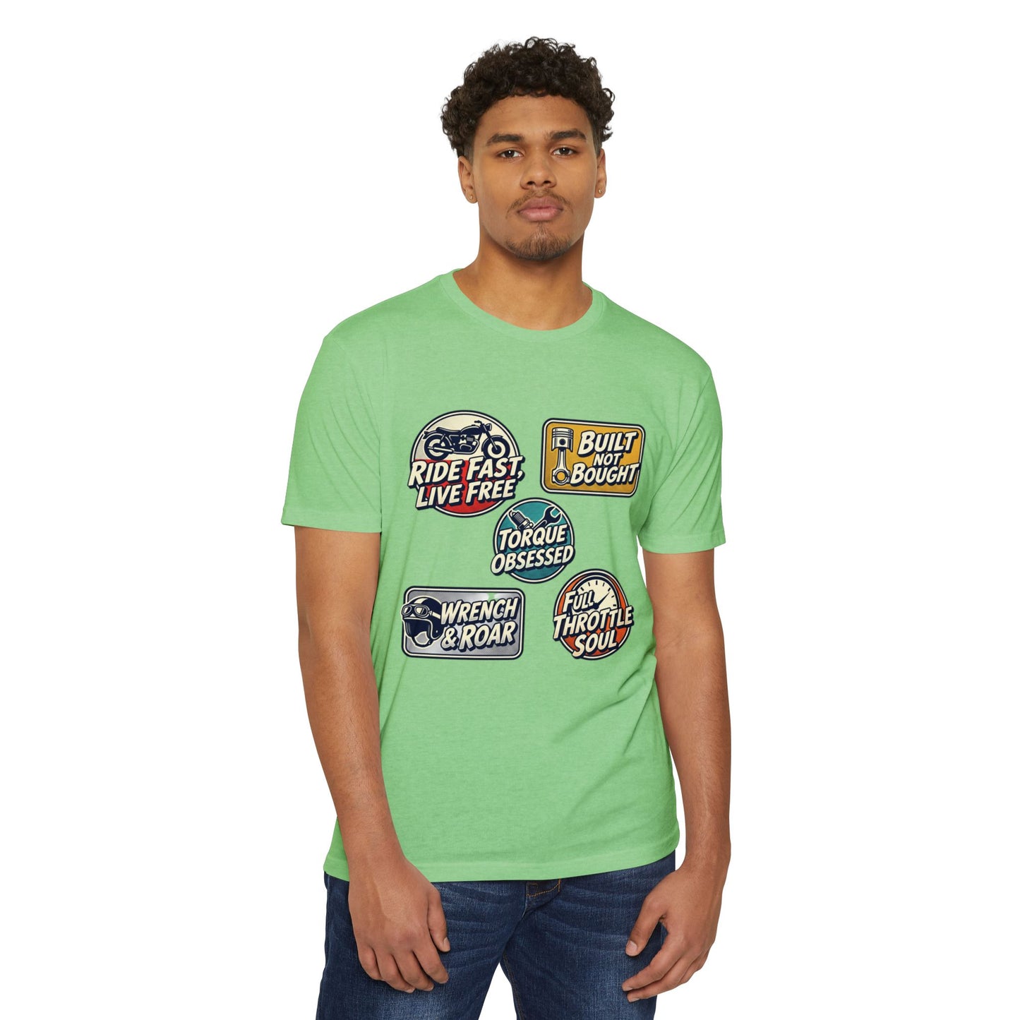 Built Not Bought Vintage Motorcycle Badge T-Shirt