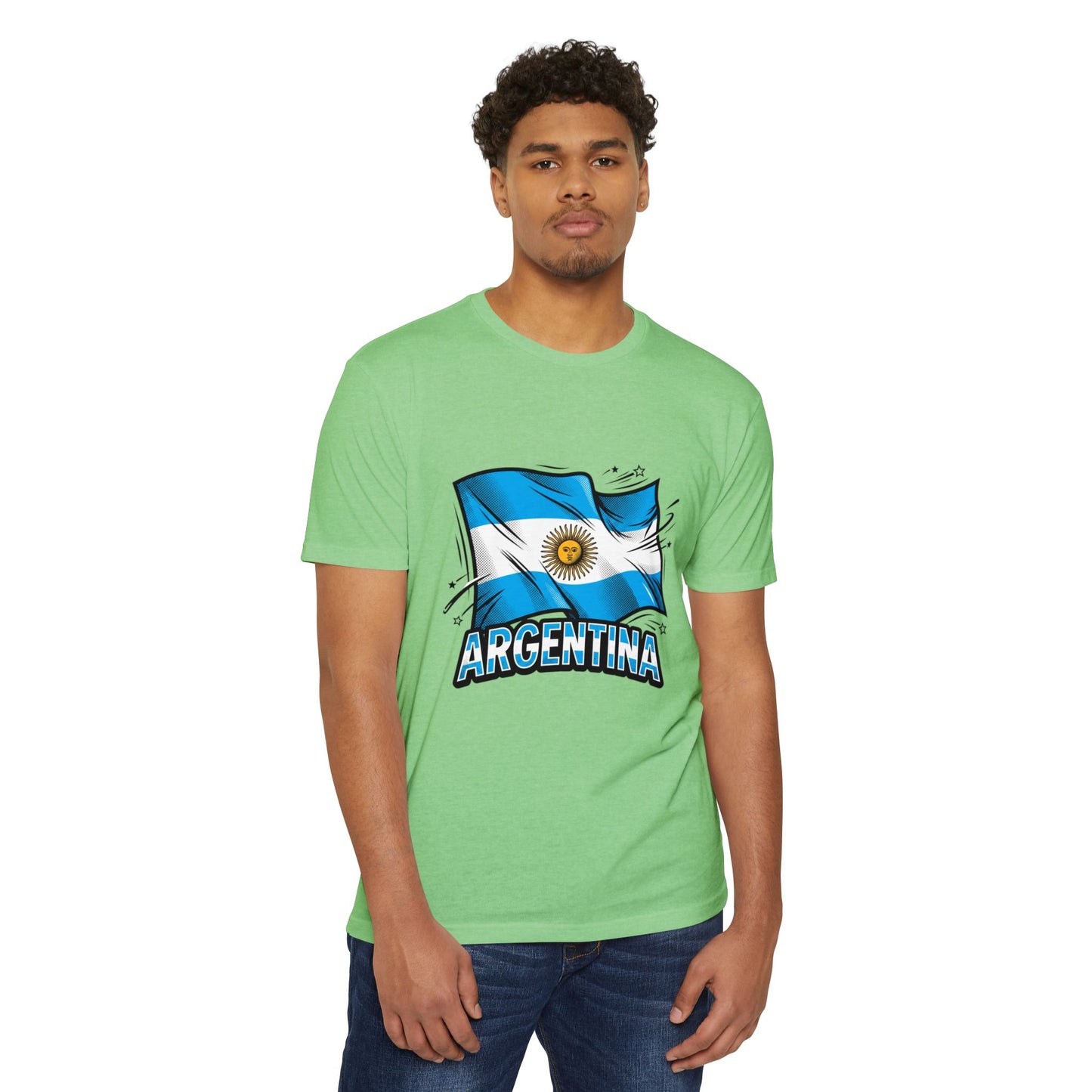 Argentina Flag Waving Graphic T-Shirt