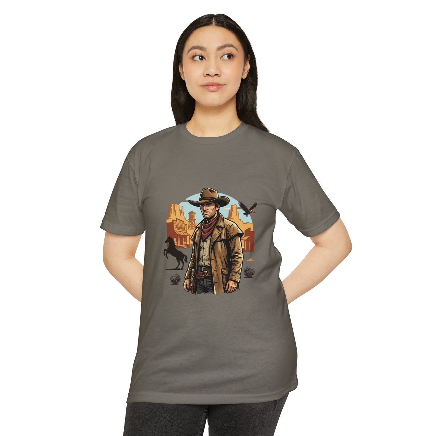 Western Cowboy Graphic T-Shirt — Desert Outlaw Illustration