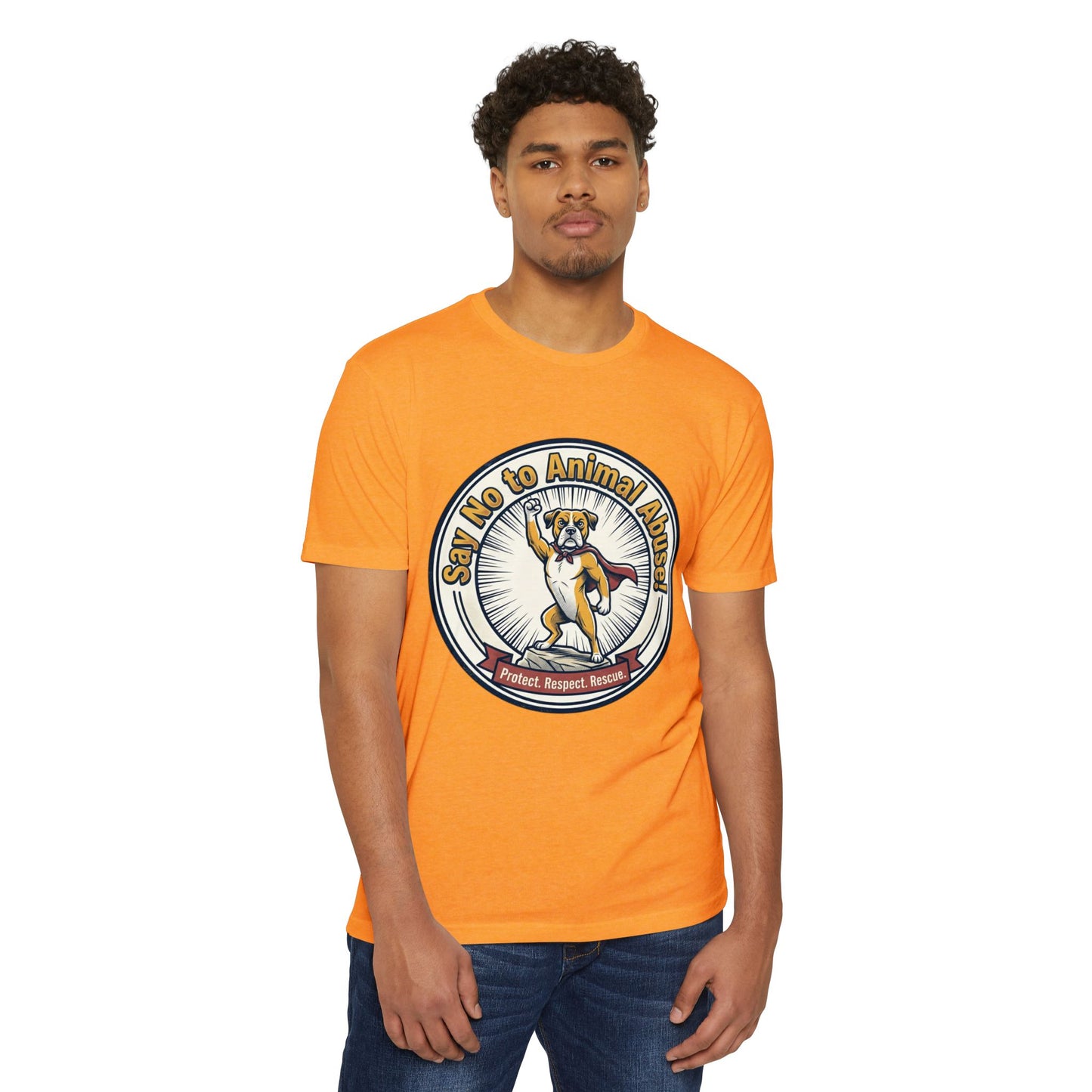 Say No to Animal Abuse T-Shirt – Protect, Respect, Rescue Animal Rights Tee