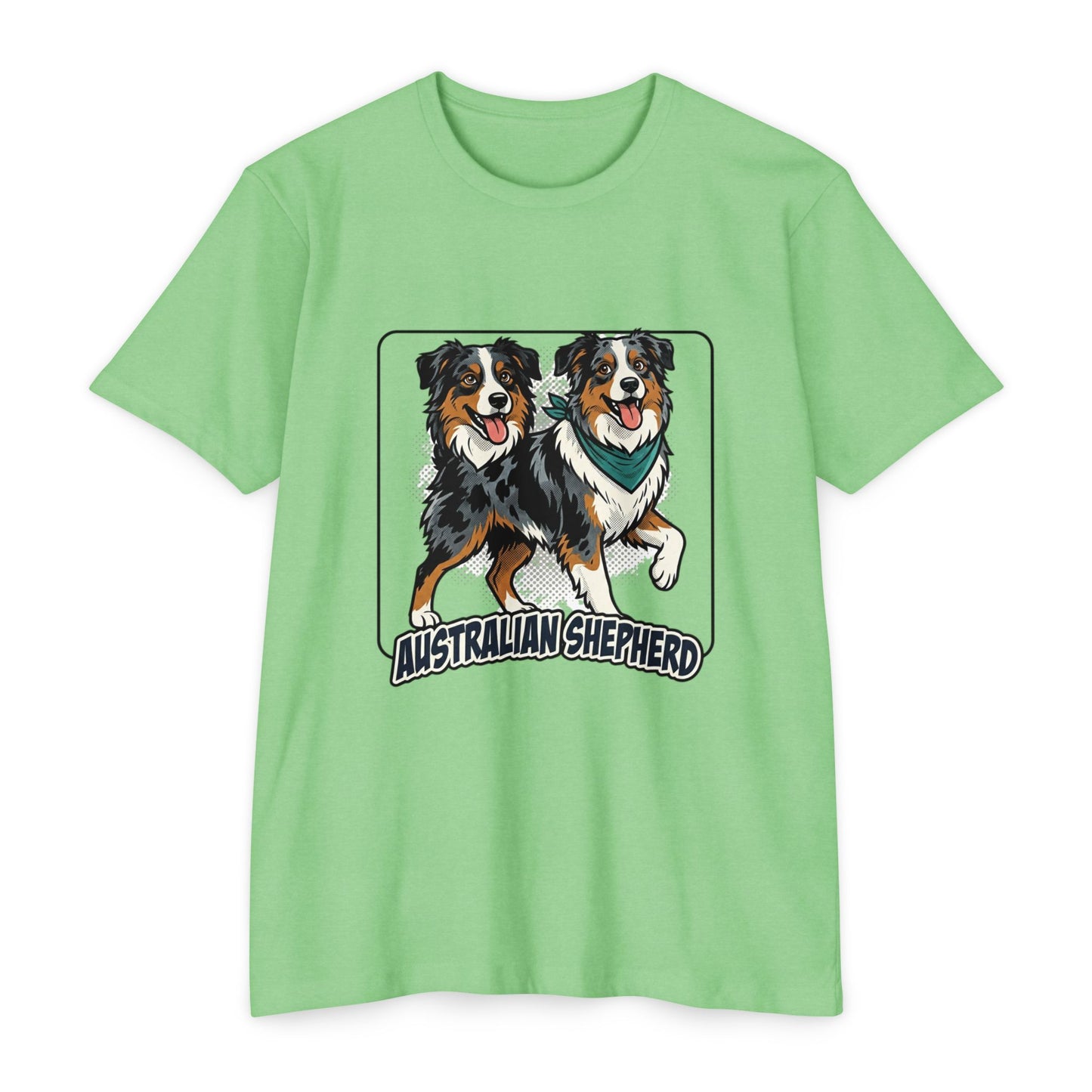 Australian Shepherd Graphic T‑Shirt — Playful Double Dog Illustration