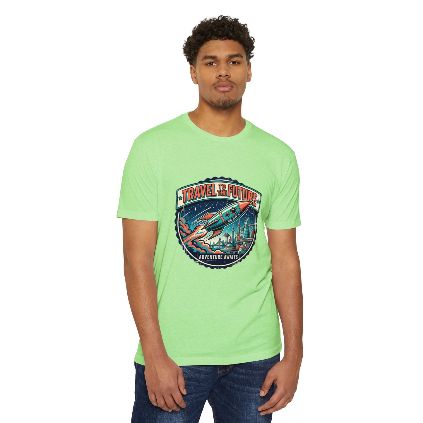 Travel the Future Rocket T-Shirt — Adventure Awaits Vintage Space Tee