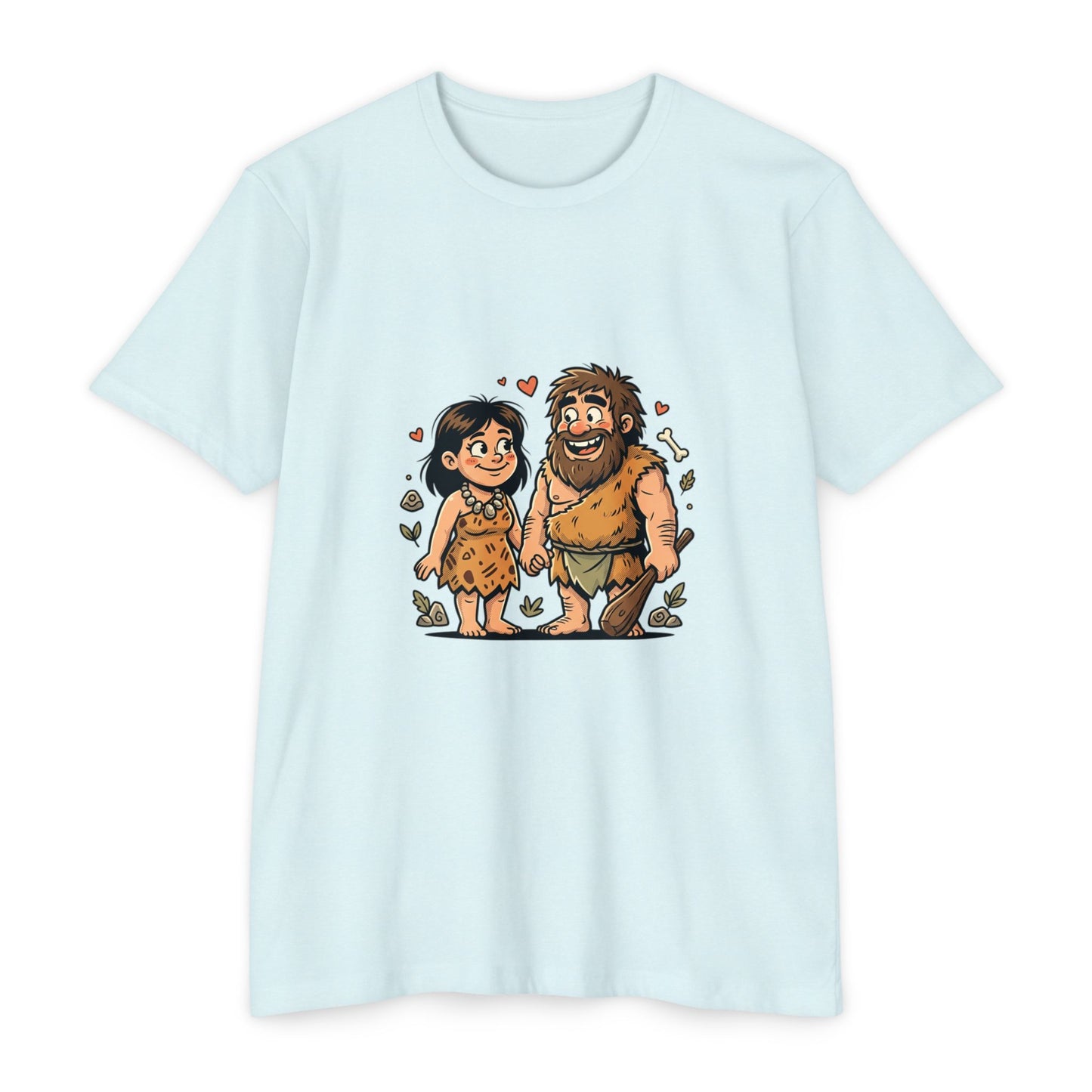 Caveman Couple Cartoon T-Shirt — Cute Prehistoric Love Graphic Tee