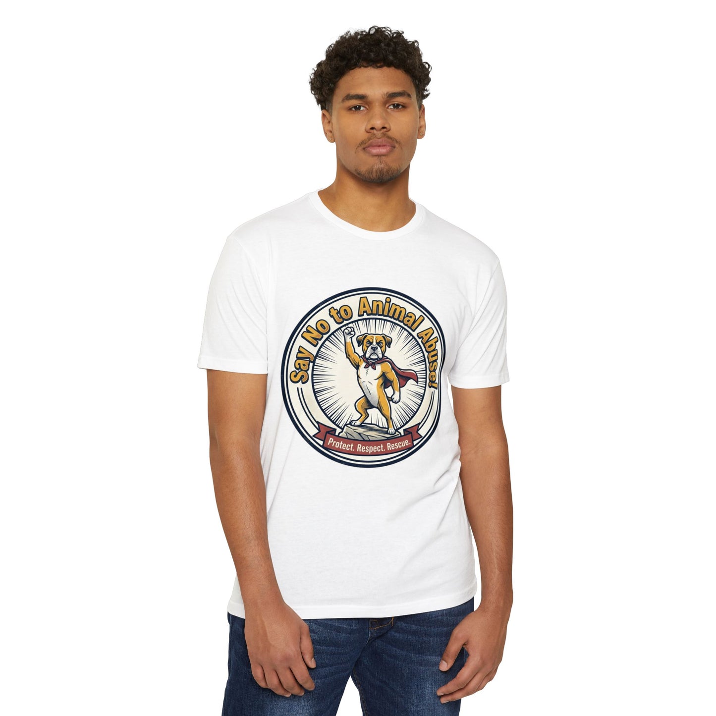 Say No to Animal Abuse T-Shirt – Protect, Respect, Rescue Animal Rights Tee