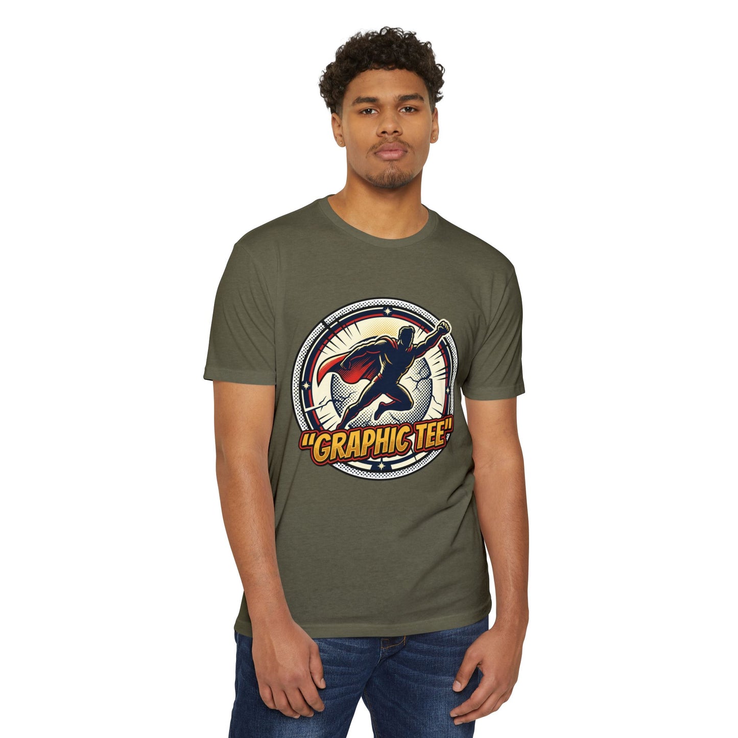 Retro Comic Superhero Cape Graphic Tee