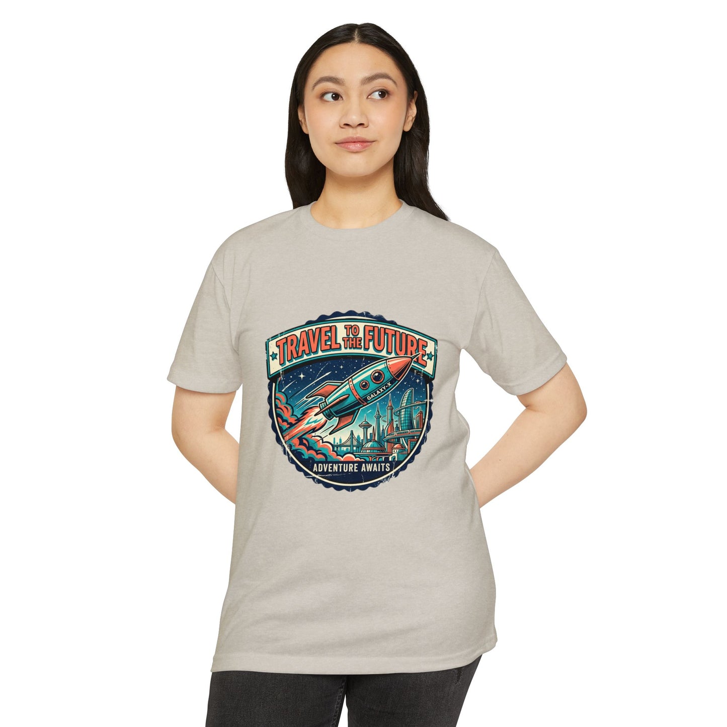 Travel the Future Rocket T-Shirt — Adventure Awaits Vintage Space Tee