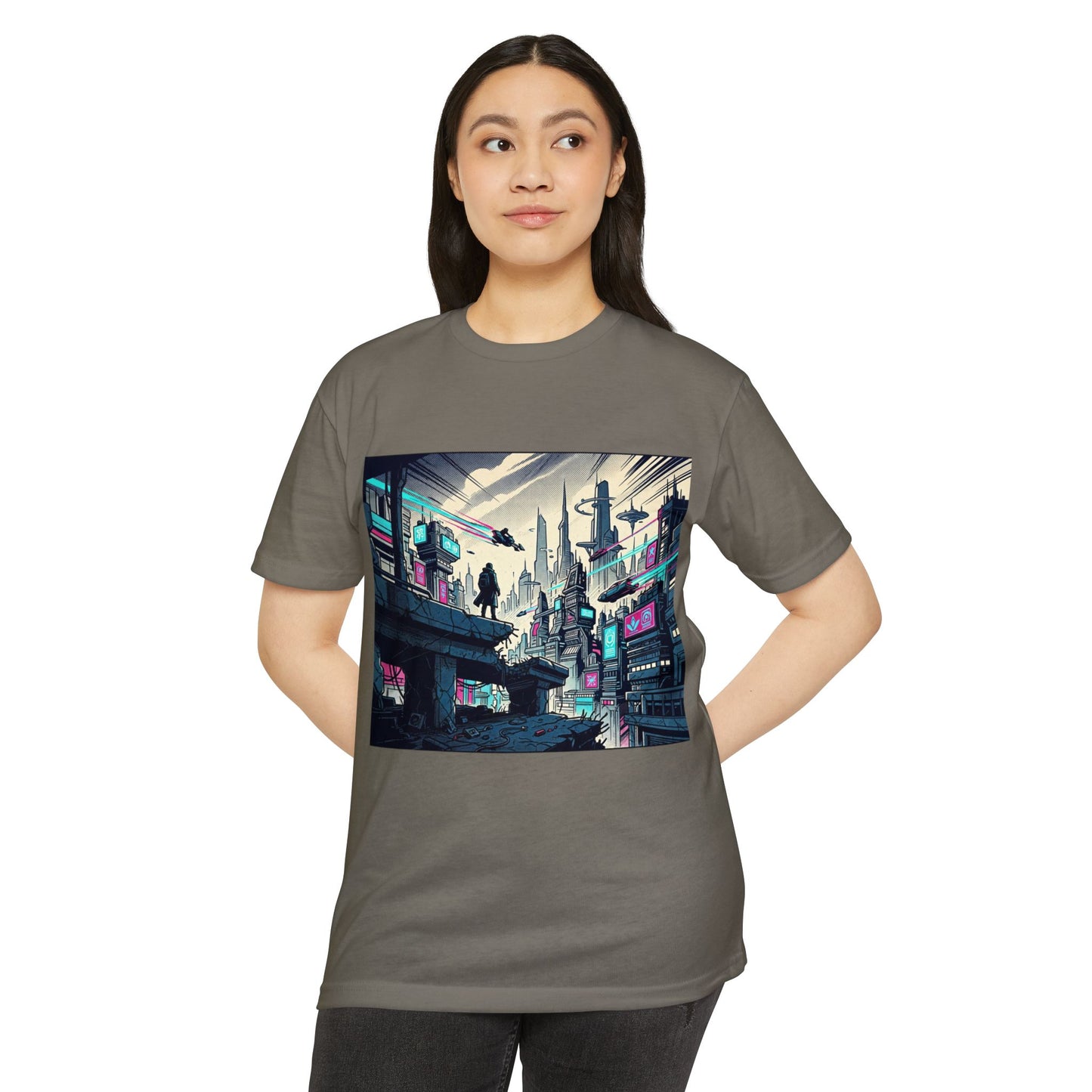 Cyberpunk Cityscape T-Shirt — Neon Futuristic Streetwear