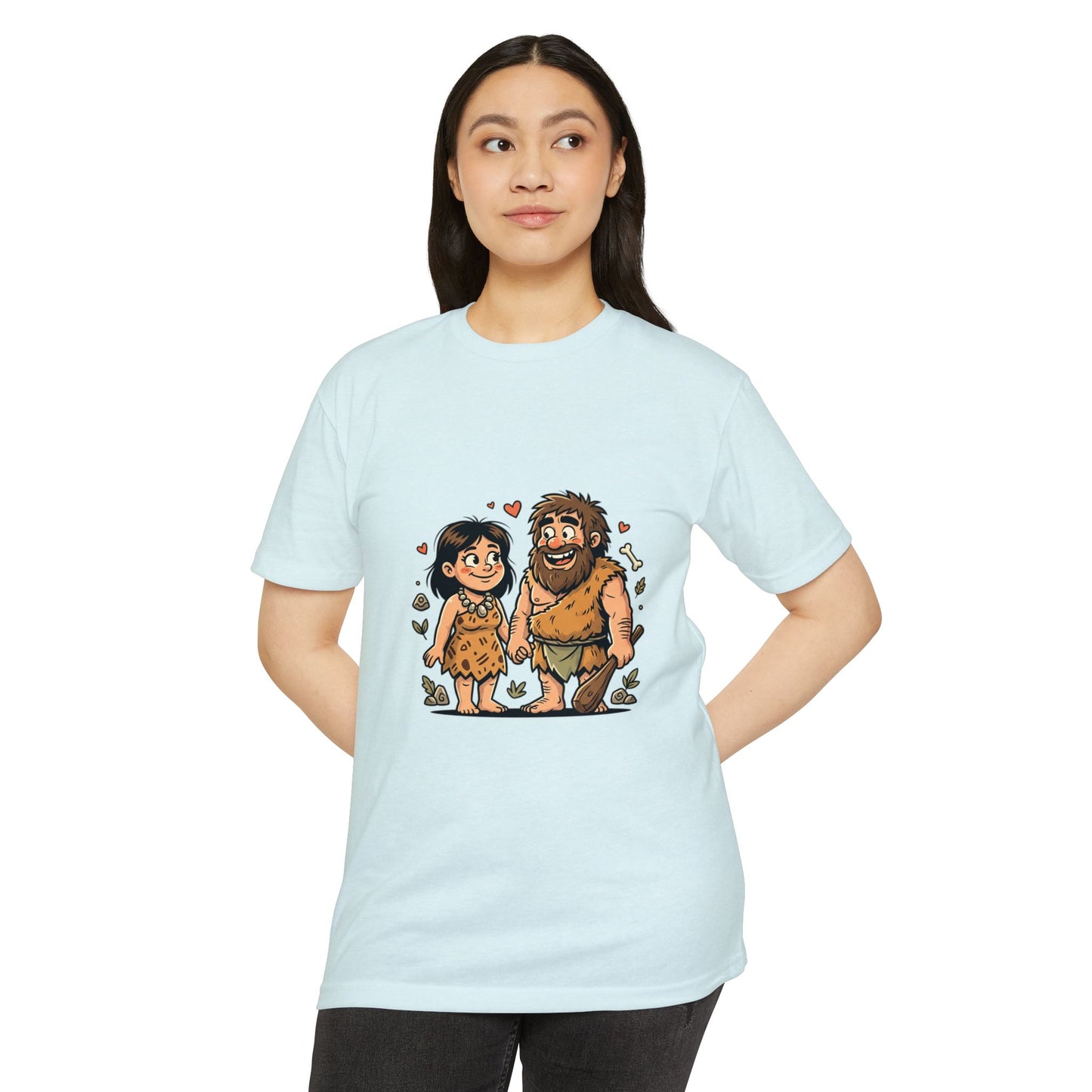Caveman Couple Cartoon T-Shirt — Cute Prehistoric Love Graphic Tee