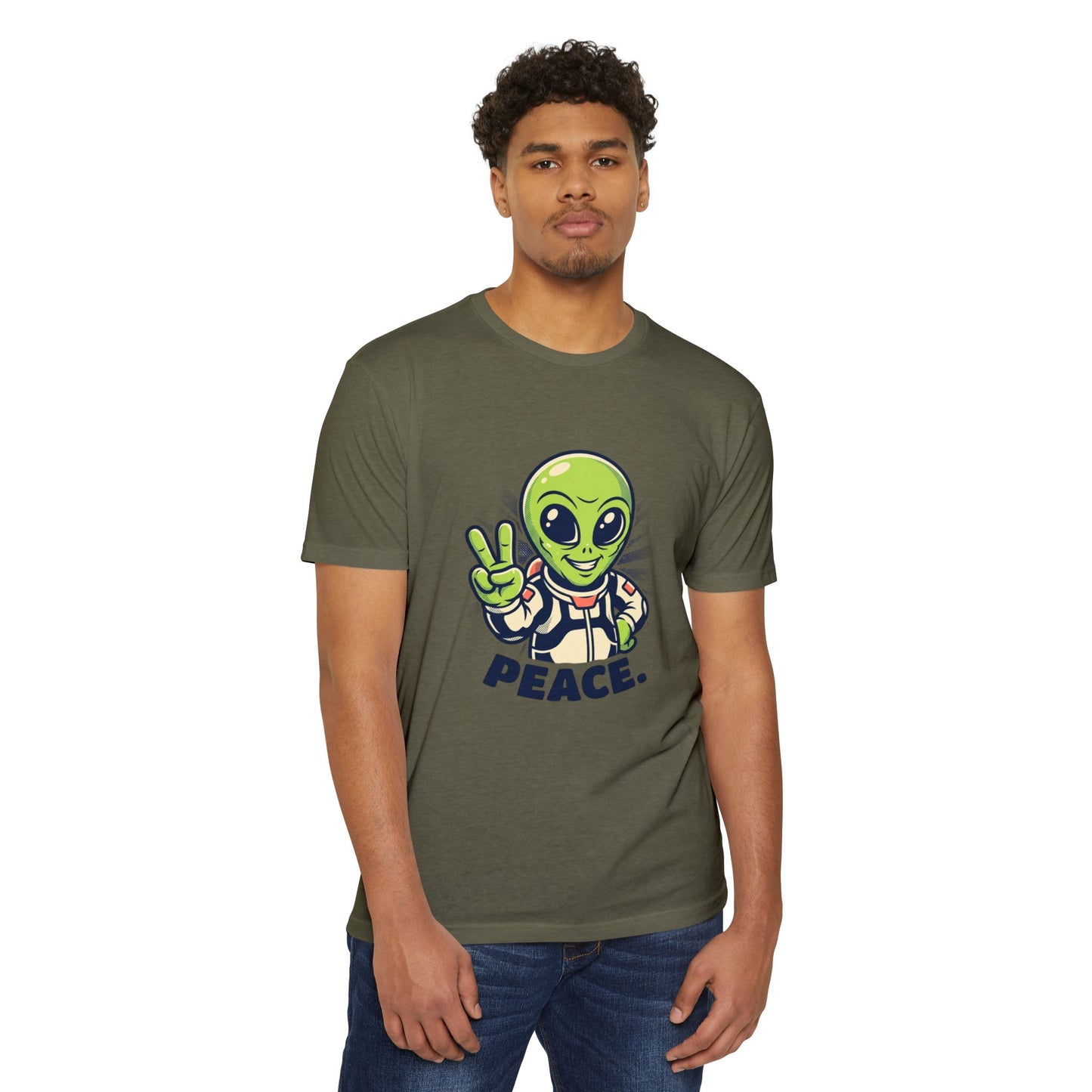 Alien Peace T-Shirt — Cute Green Astronaut Giving Peace Sign