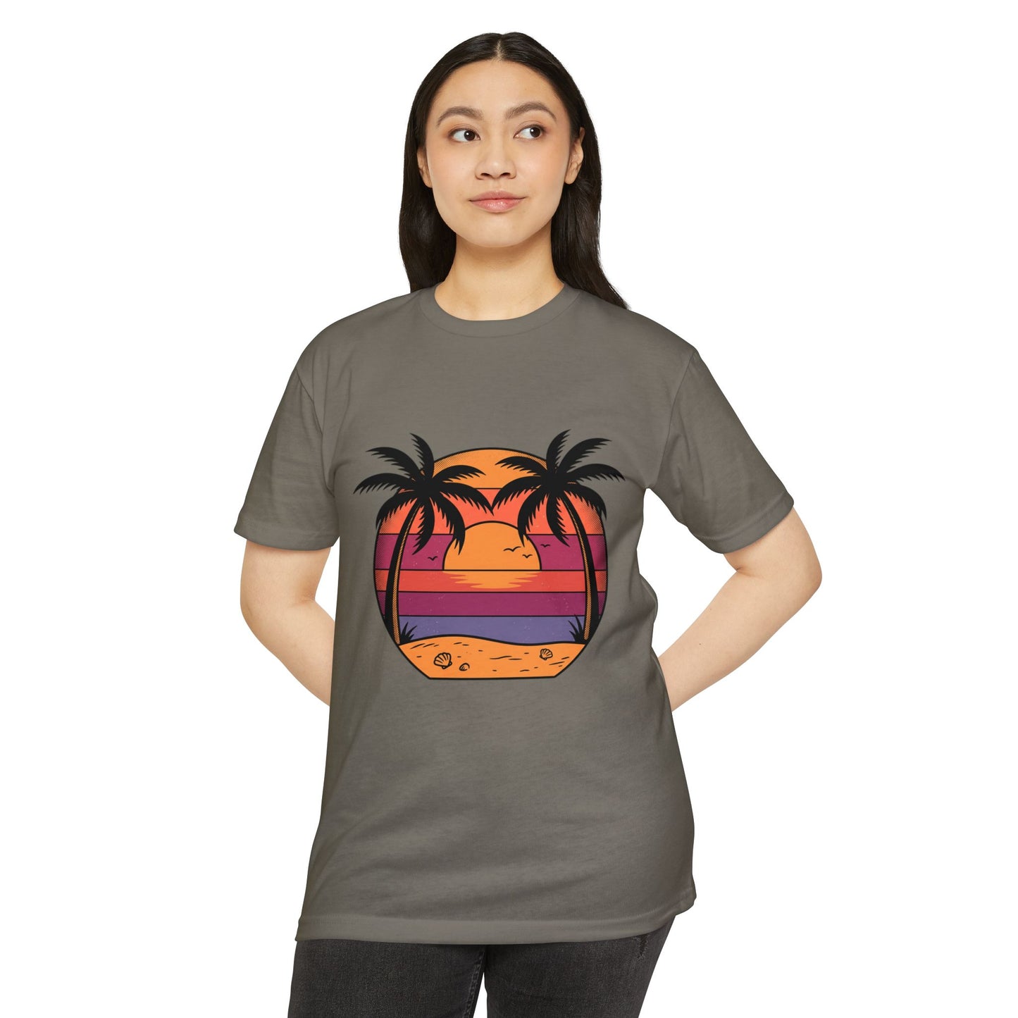 Sunset Palm Beach T-Shirt — Retro Tropical Sunset Graphic