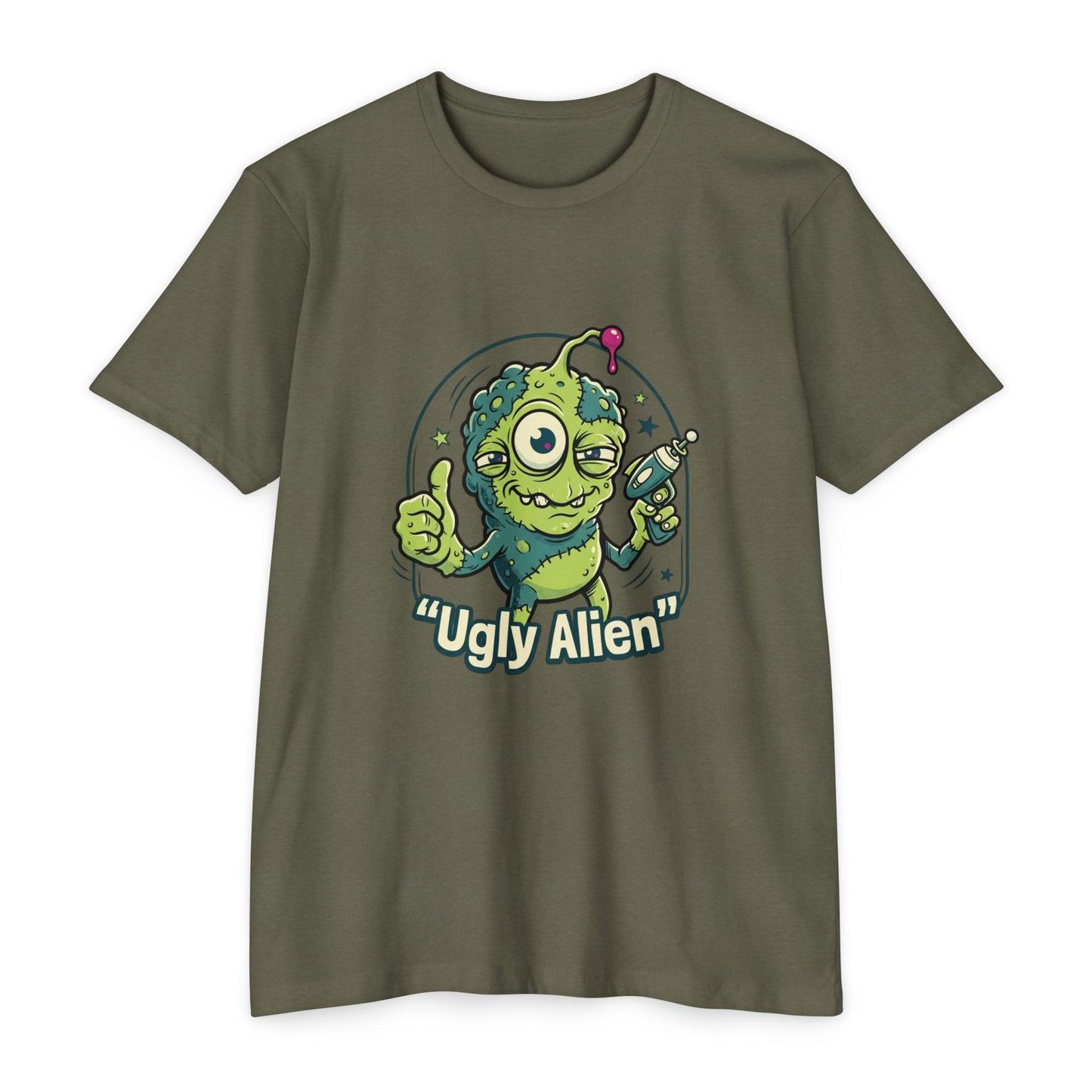 Ugly Alien Retro Cartoon Space Creature T-Shirt