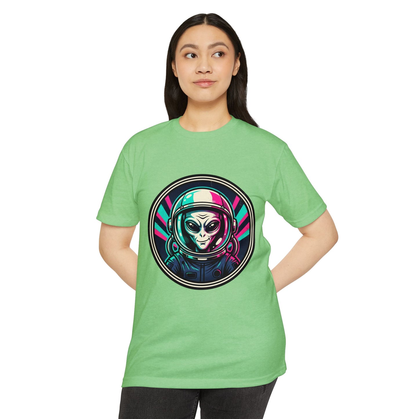 Alien Astronaut Neon Space Crew T‑Shirt