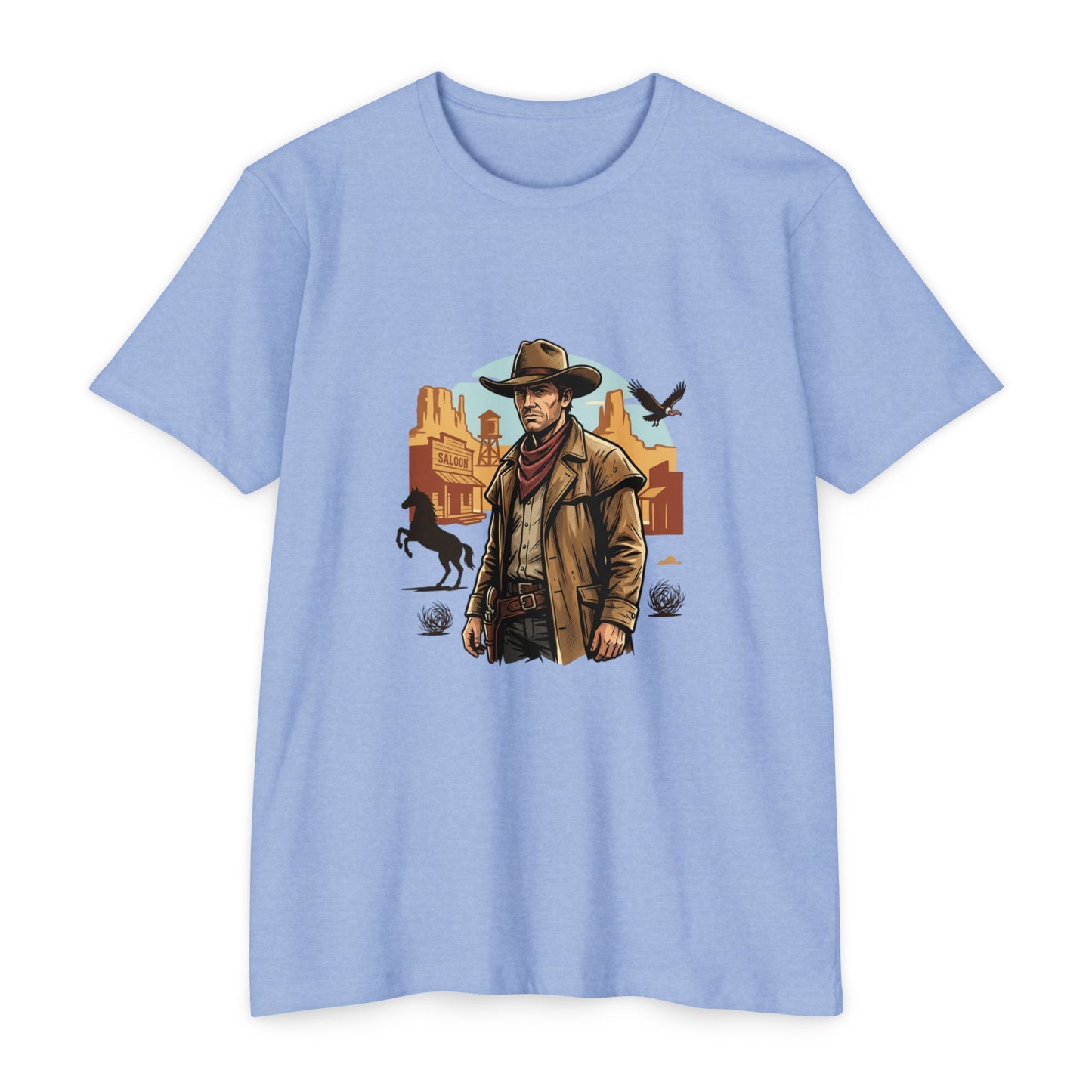 Western Cowboy Graphic T-Shirt — Desert Outlaw Illustration