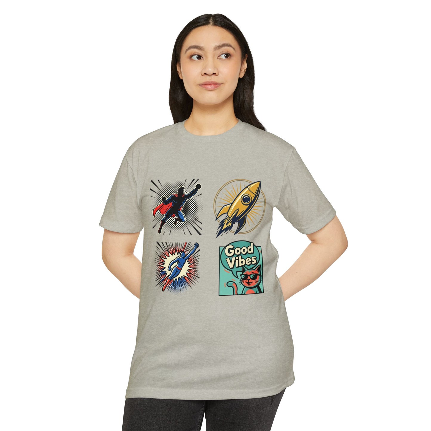 Good Vibes Rocket Retro Comic Patch T-Shirt