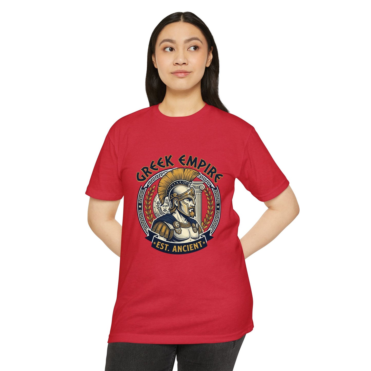 Greek Empire T-Shirt – 'Est. Ancient' Spartan Helmet Graphic