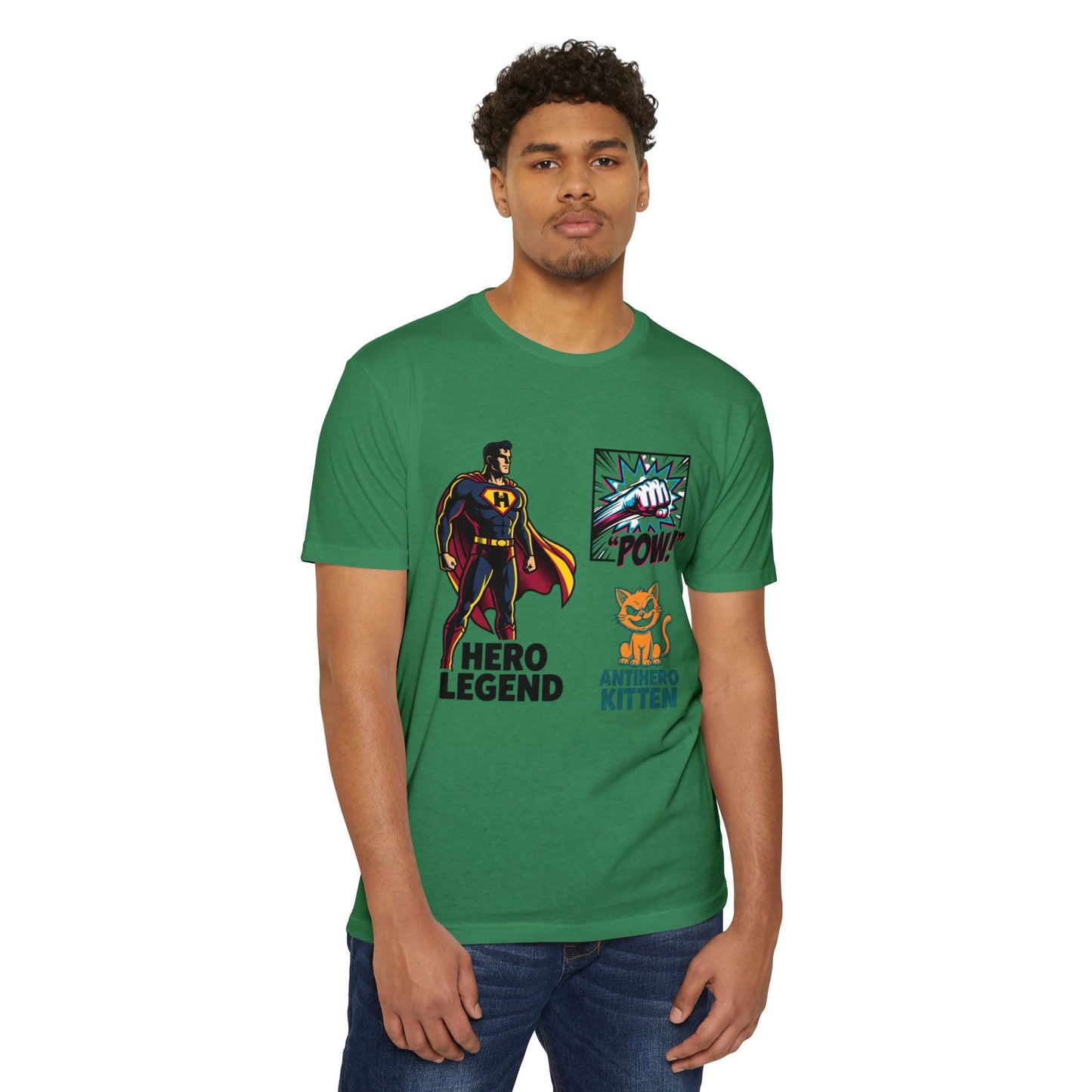 Hero Legend vs Antihero Kitten T-Shirt — Funny Comic Superhero Tee