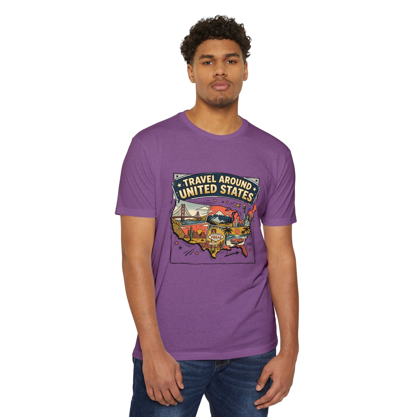 Vintage USA Road Trip Map T-Shirt — Travel Around United States Tee