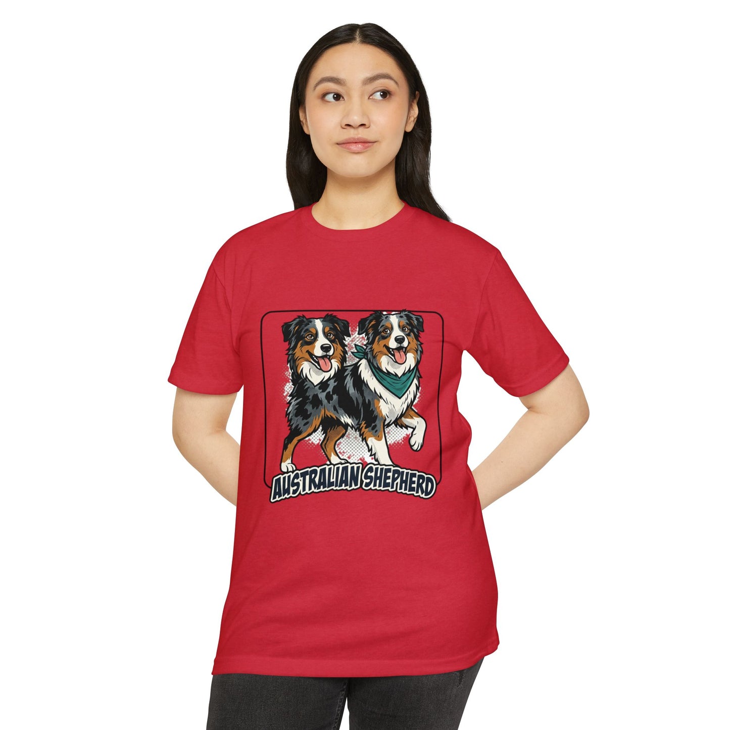 Australian Shepherd Graphic T‑Shirt — Playful Double Dog Illustration