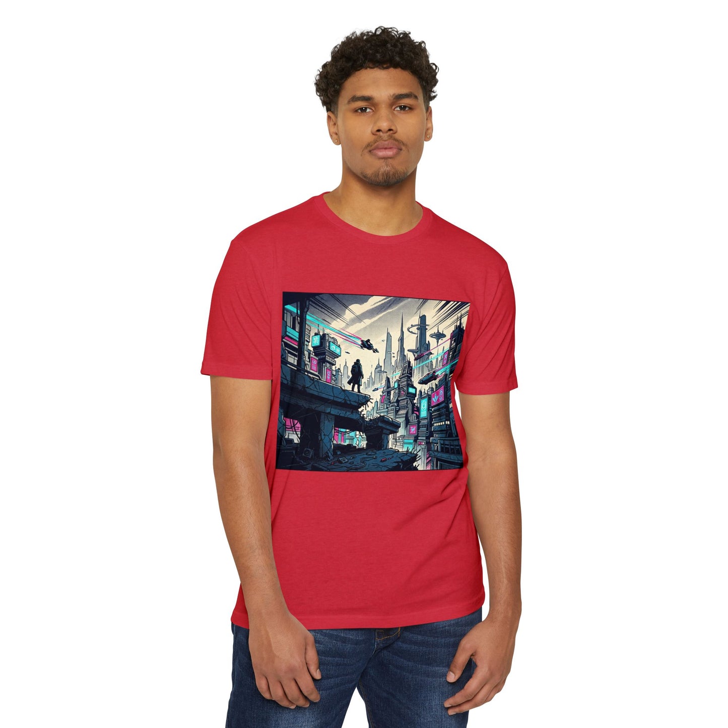 Cyberpunk Cityscape T-Shirt — Neon Futuristic Streetwear