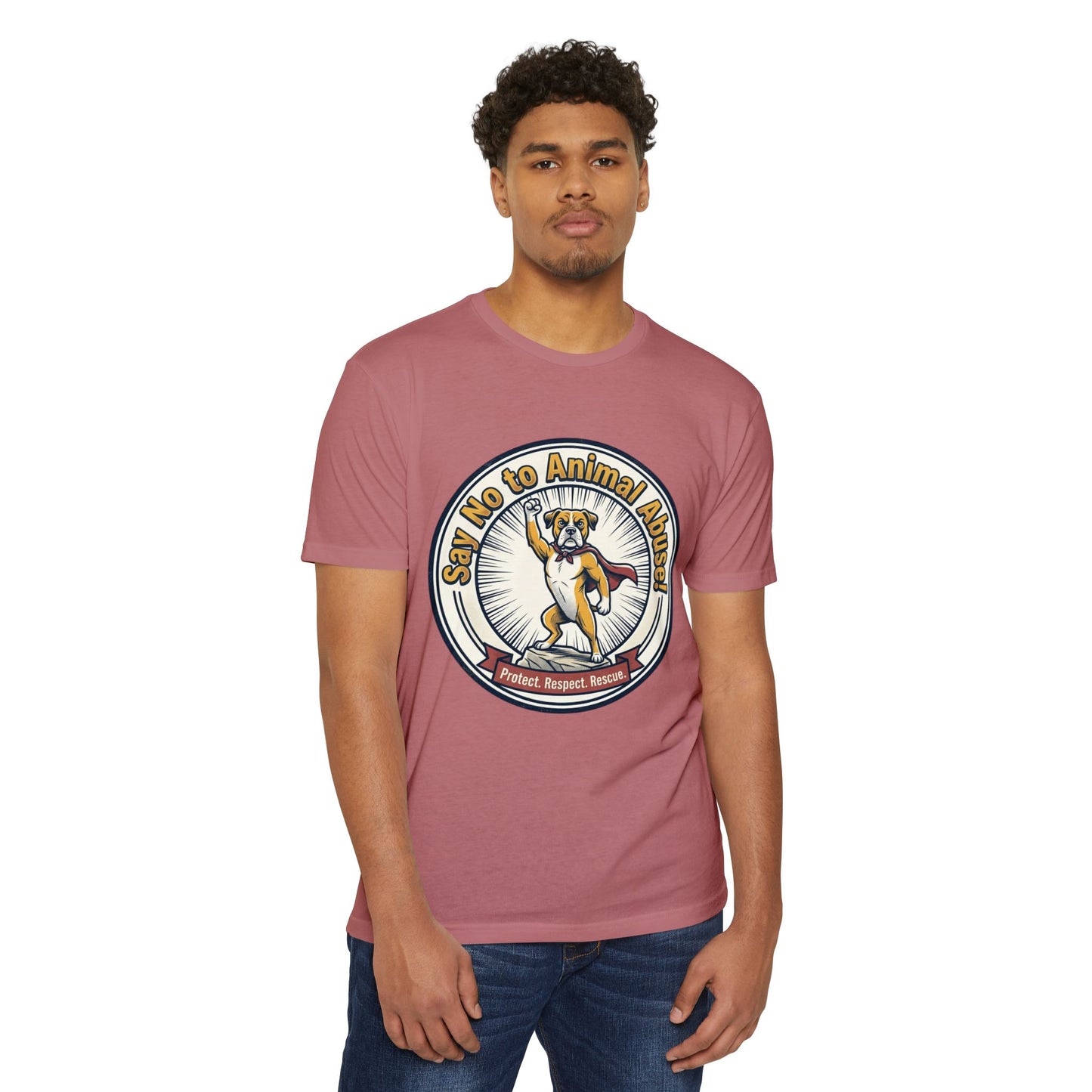 Say No to Animal Abuse T-Shirt – Protect, Respect, Rescue Animal Rights Tee