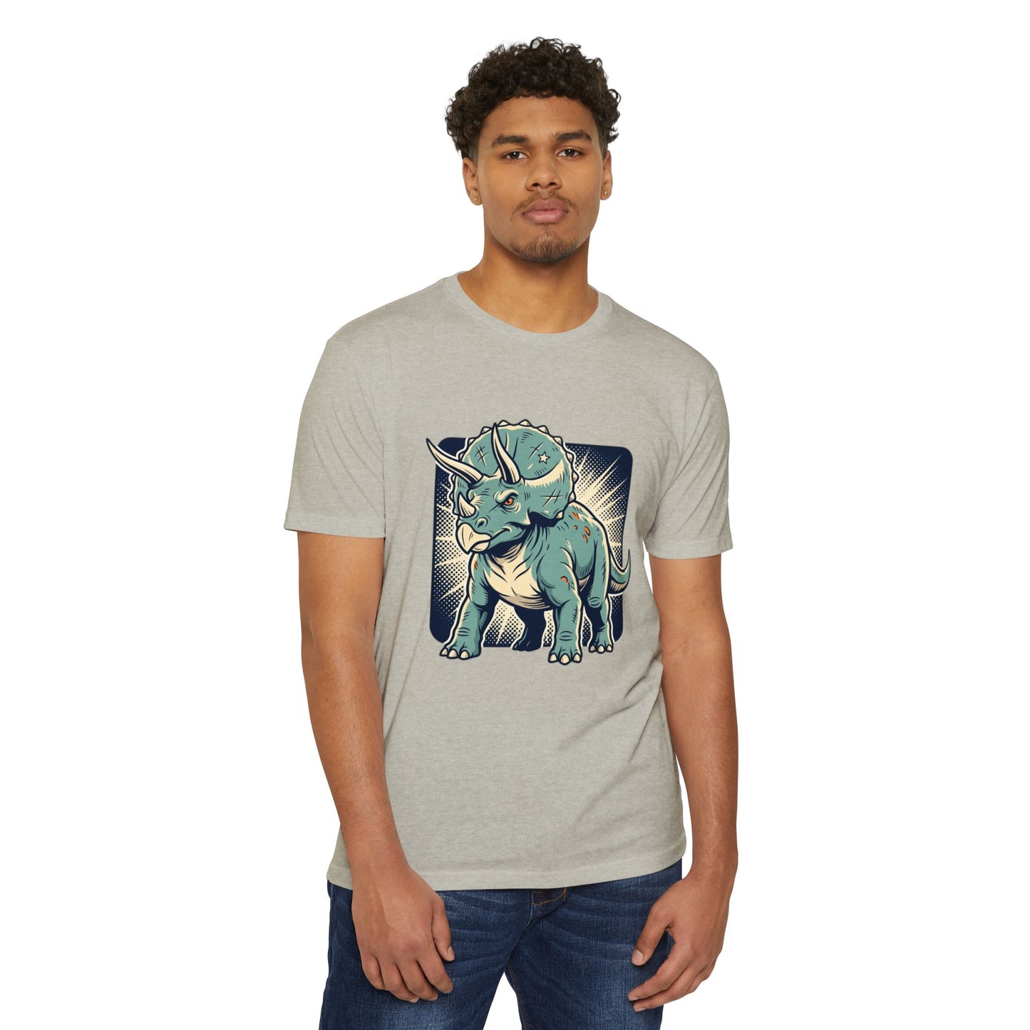 Retro Triceratops Graphic T-Shirt — Vintage Dino Illustration Tee