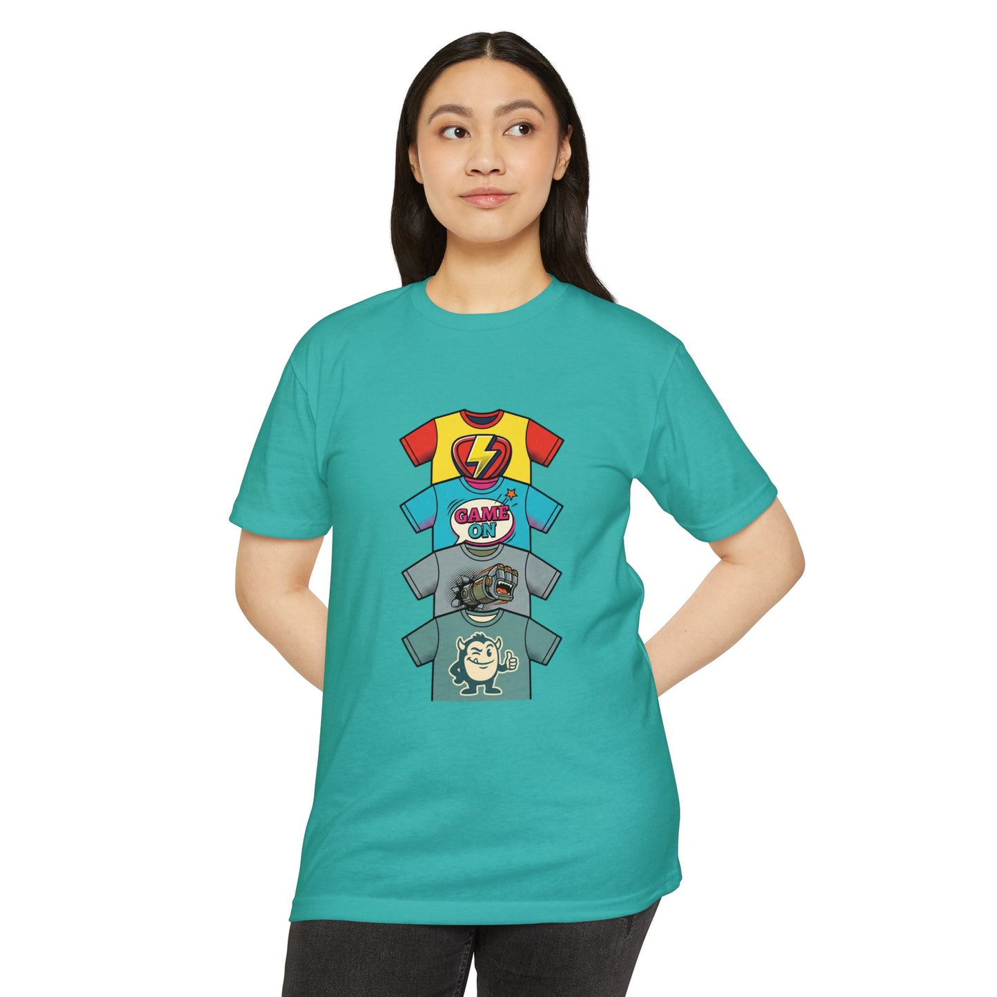 Playful Superhero Gamer Graphic T-Shirt