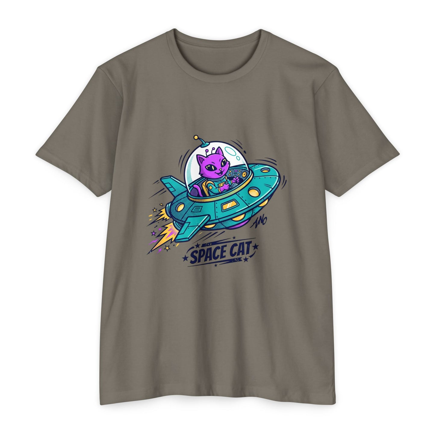 Retro Space Cat T-Shirt — UFO Graphic Tee