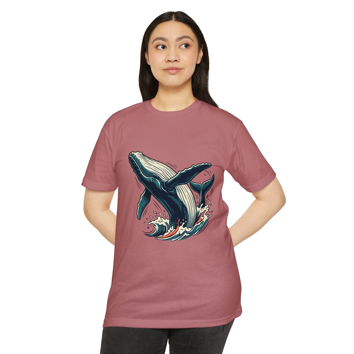 Whale Wave Graphic T-Shirt — Ocean Humpback Illustration Tee