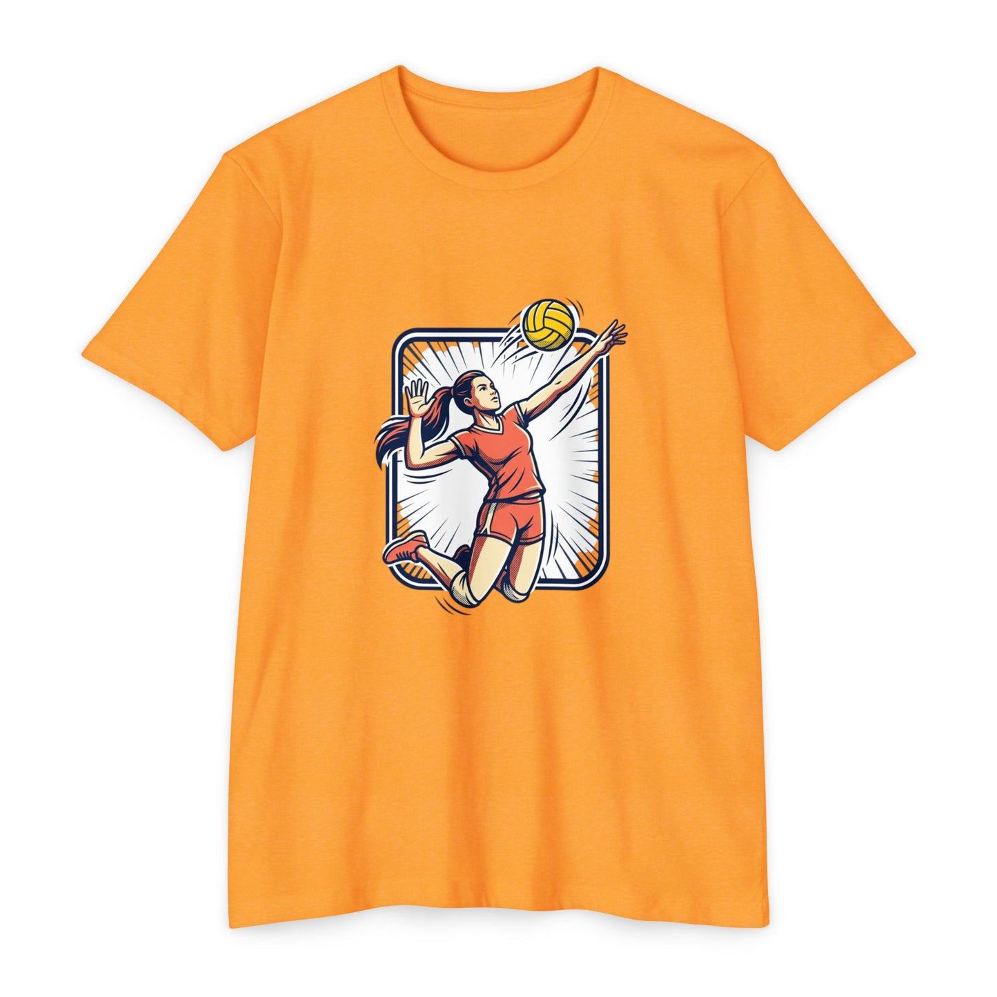 Volleyball Spike Graphic T-Shirt — Female Player Action Tee