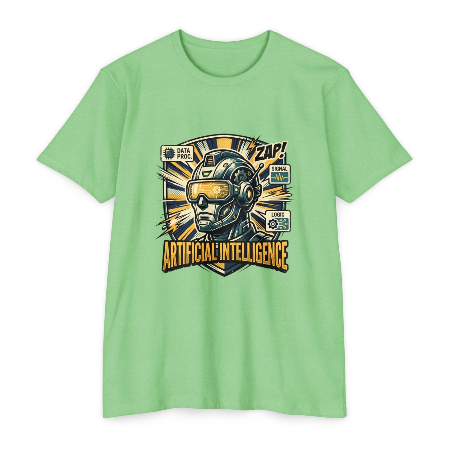 AI Robotics Graphic T-Shirt — "Artificial Intelligence" Retro Helmet Design